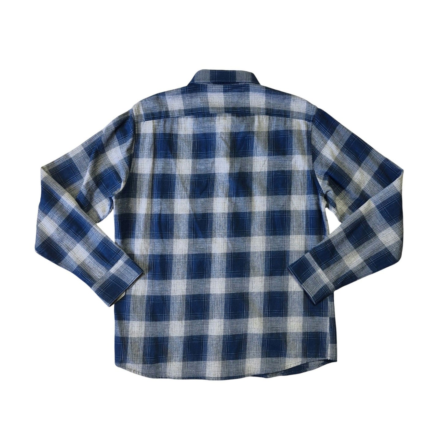 Slate & Stone Gray Blue Plaid Button Up Shirt Men’s Size Large Long Sleeve