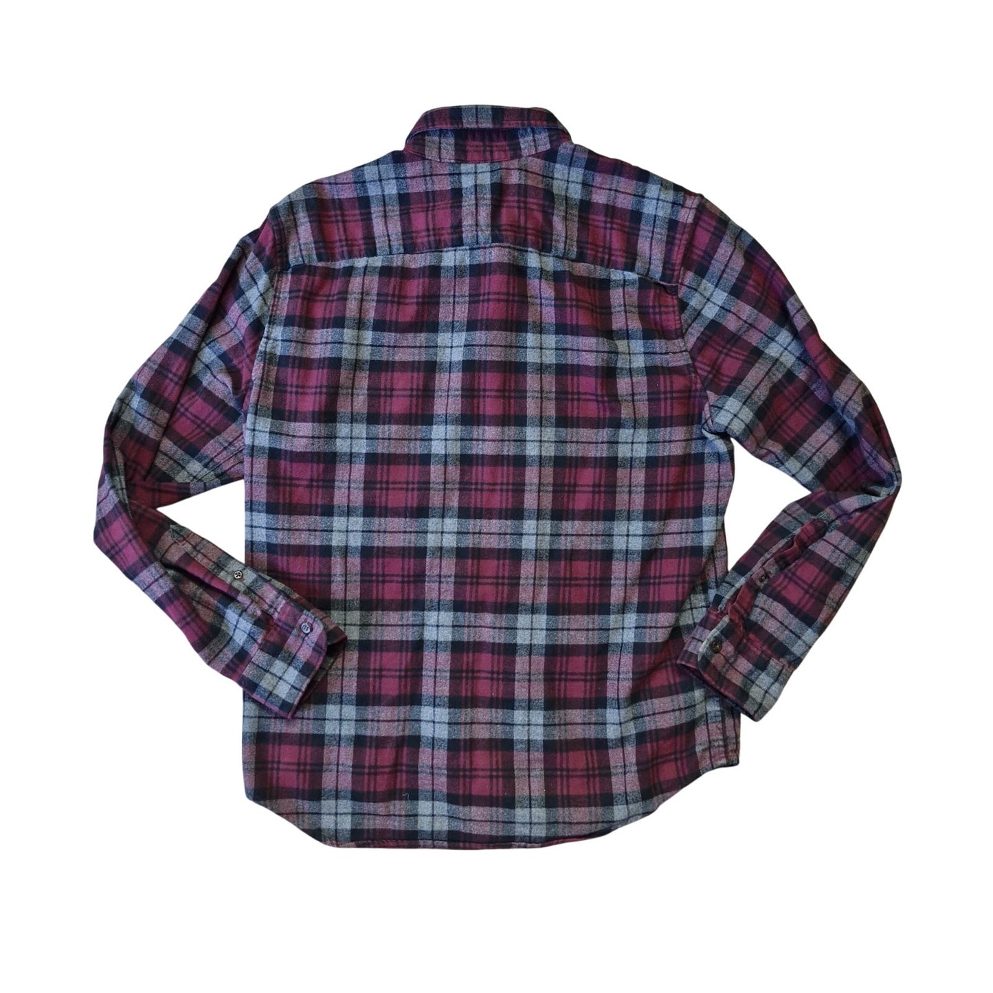 Abercrombie Muscle Fit Plaid Shirt Medium Red Gray Button Up Casual