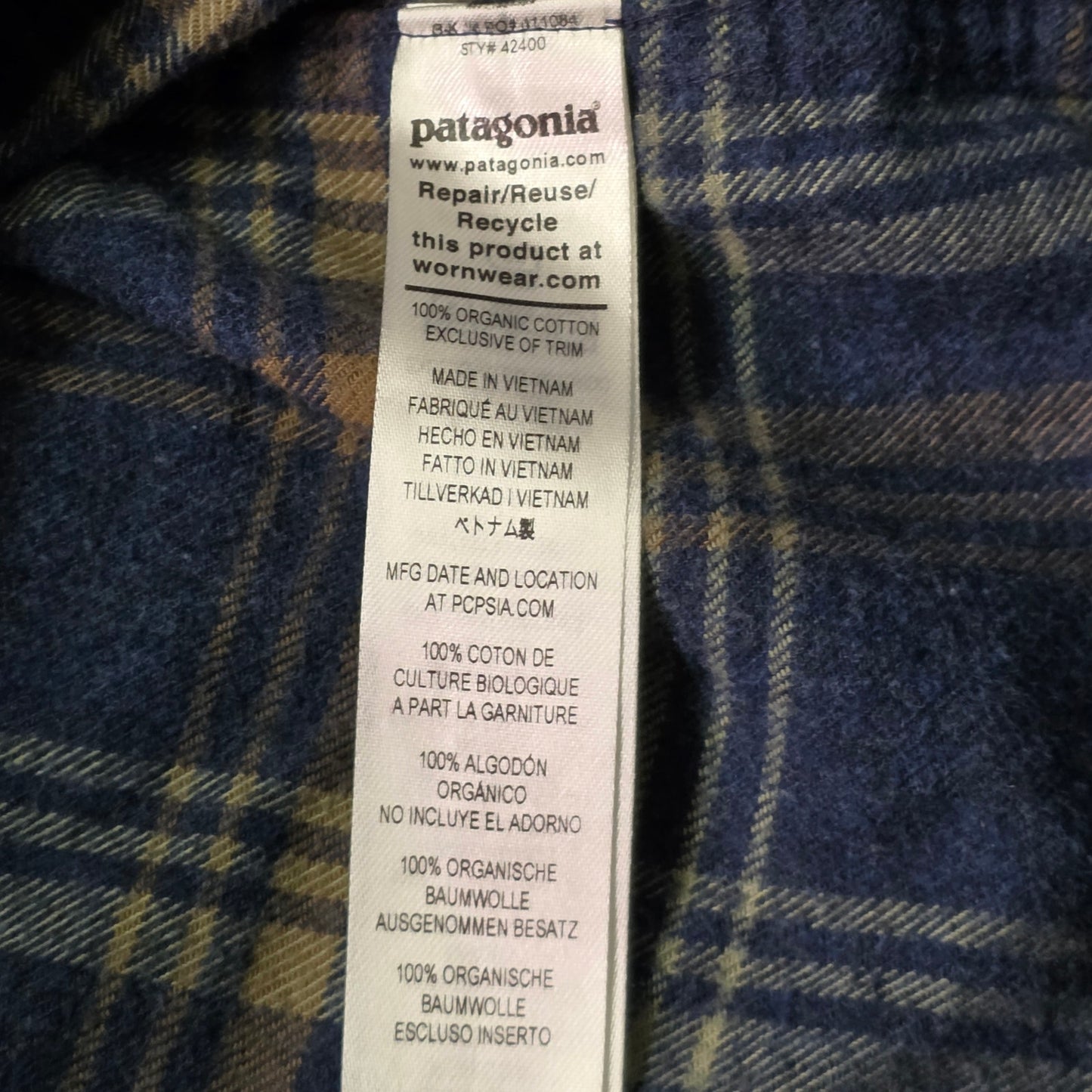 Patagonia Fjord Flannel Shirt Men’s XXL Natural Organic Cotton Midweight