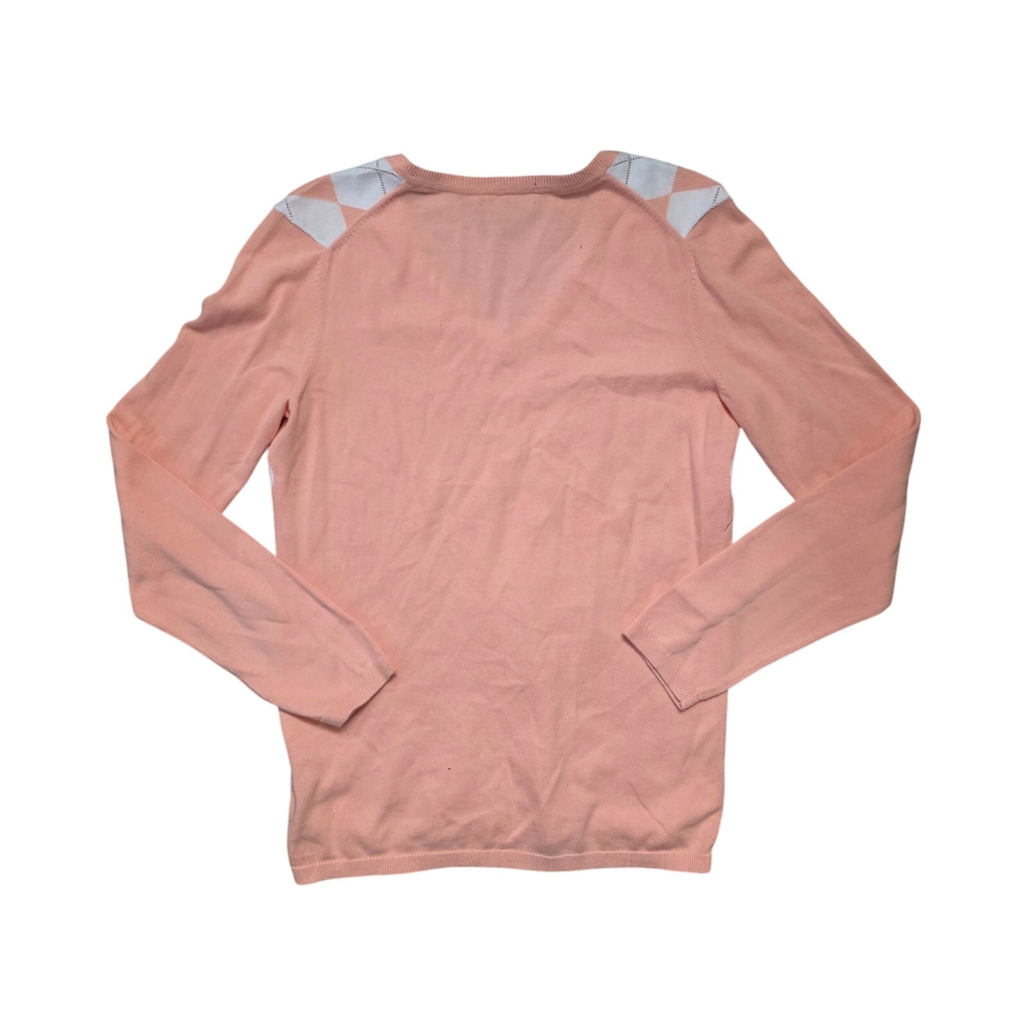 Tommy Hilfiger V-Neck Sweater Women’s M Pink Argyle Knit