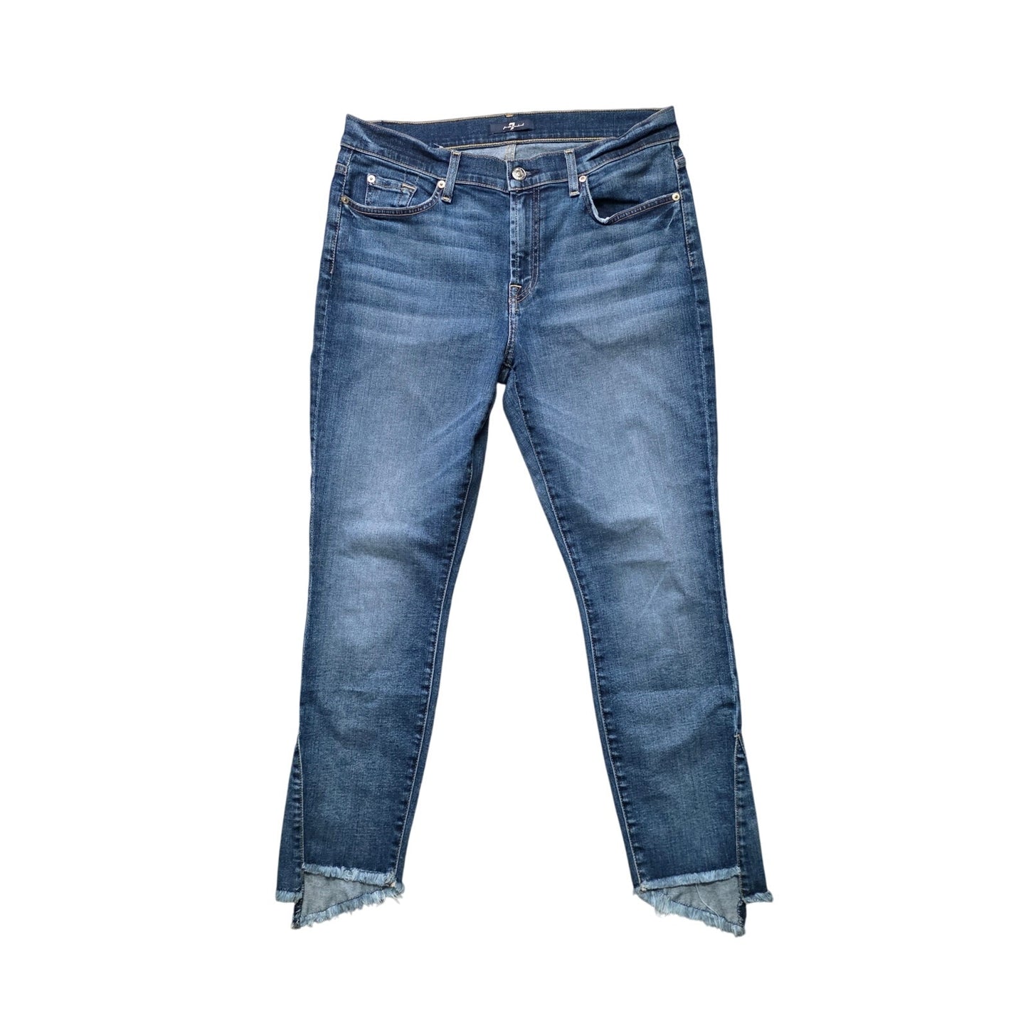 7 For All Mankind Gwen Tulip Fray Hem Jeans Women’s 31 Blue Denim Ankle