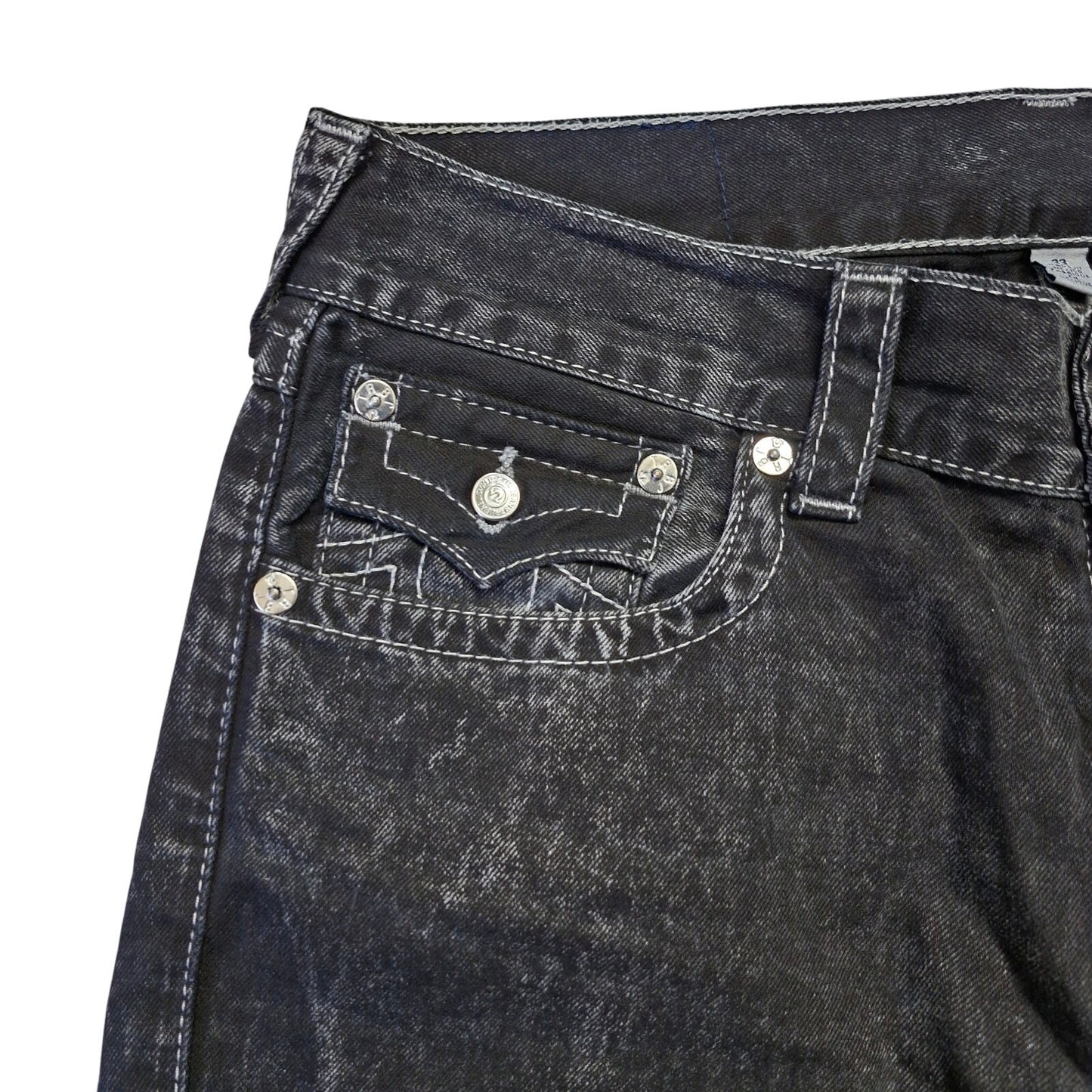 True Religion Jeans Size 33 Men's Grey Gloomy Wash Straight Leg Denim