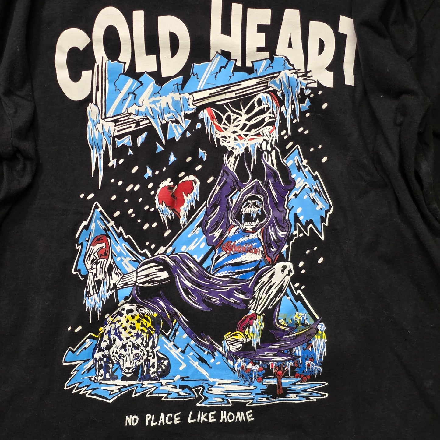Cold Heart Basketball Dunking Monster Men’s T-Shirt Large Black Graphic Tee