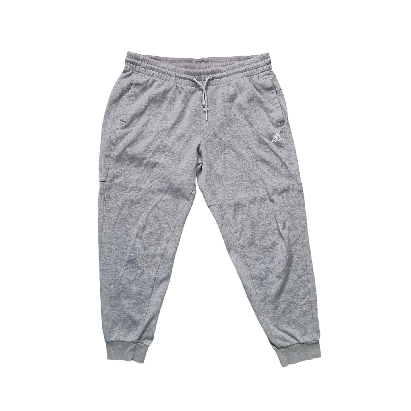 Adidas Gray Fleece Joggers Men’s Size Large 3 White Stripes Drawstring