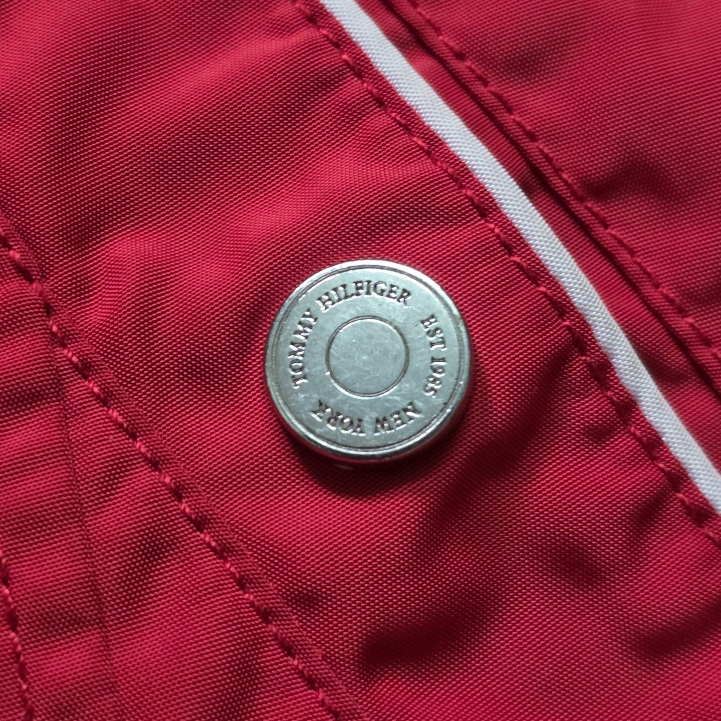 Tommy Hilfiger Women Rain Wind Gym Jacket Red Zip Pockets Hood XL