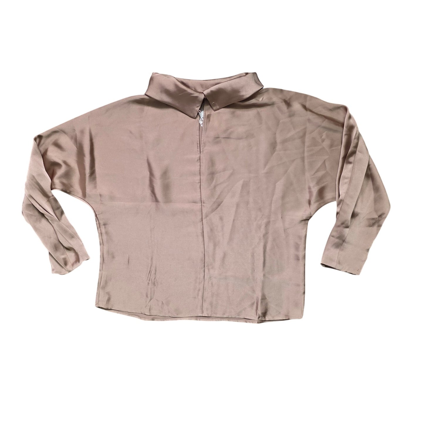 Express Silk Half Zip Top Women’s S Brown Long Sleeve