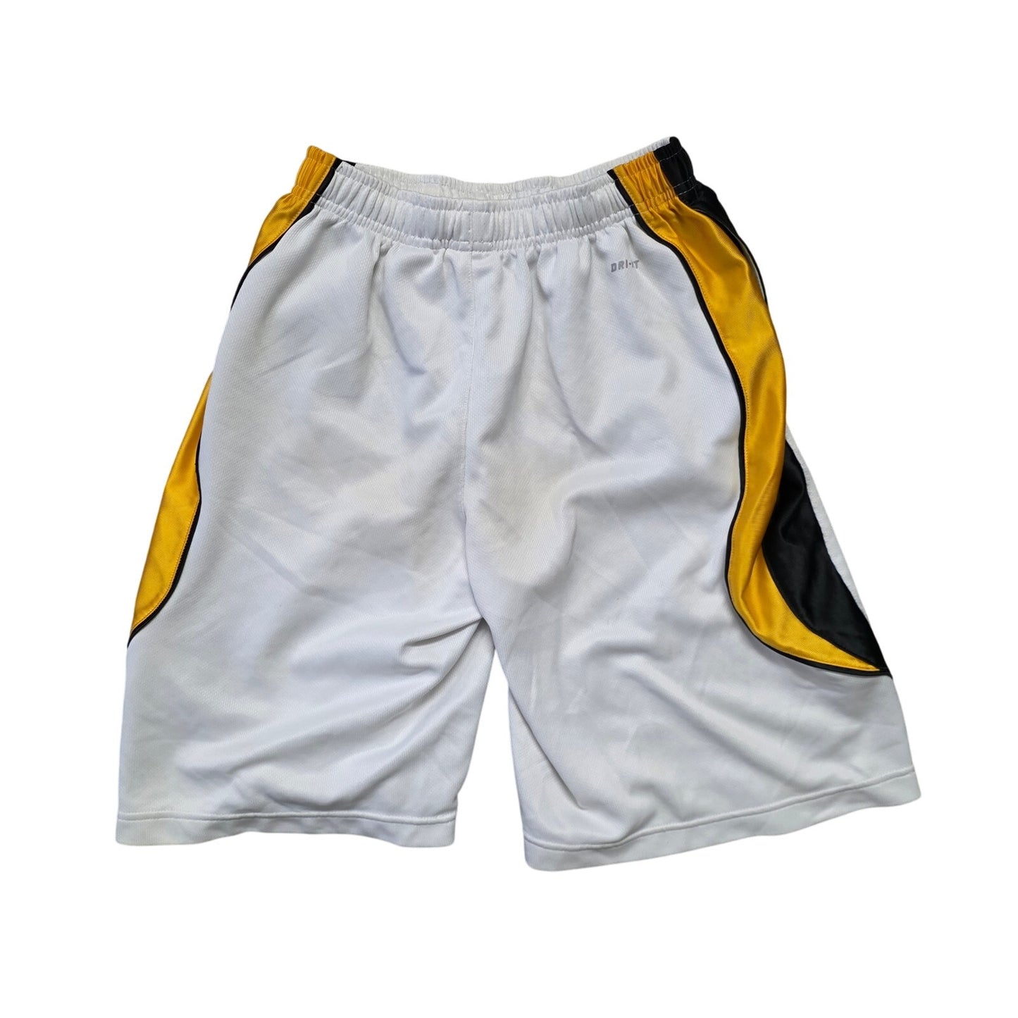 Nike Boys Training Shorts Size M (10-12) White Yellow Black Athletic