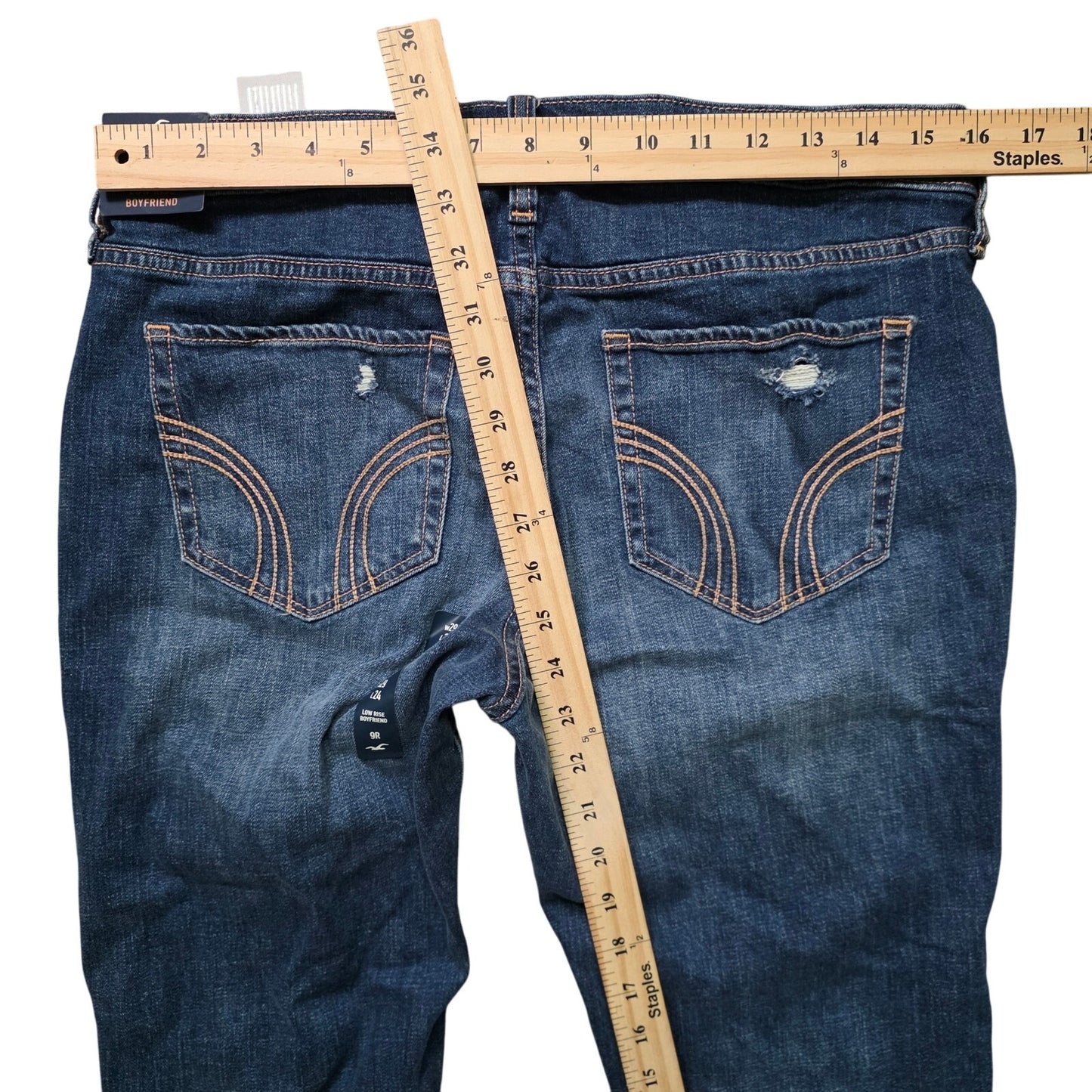 Hollister Low Rise Boyfriend Jeans Women’s 9R 29x24 Blue Distressed NWT