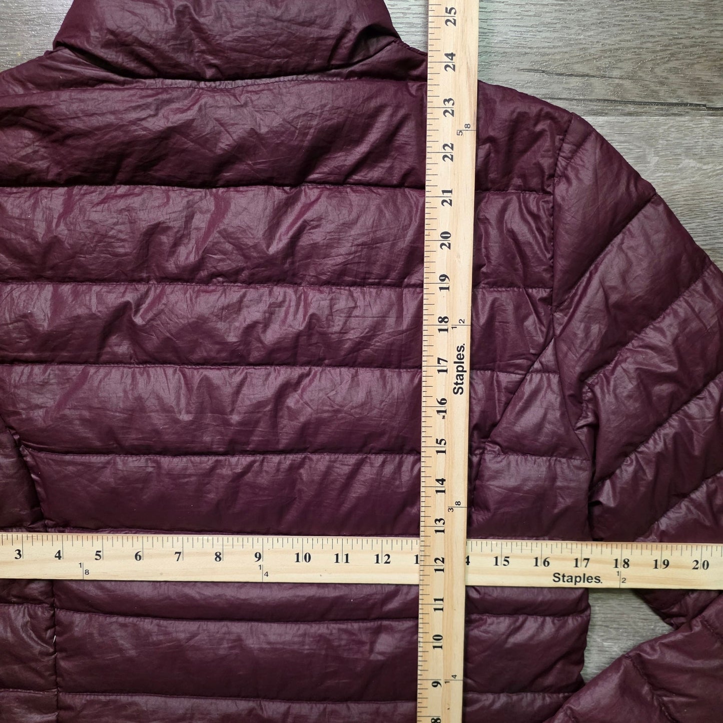 H&M Down Puffer Jacket Women S Burgundy Lightweight Full Zip