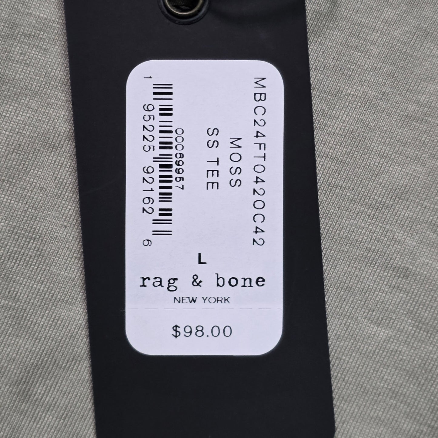 rag & bone Gravity Classic T-Shirt Men L Olive Vetiver Crew Neck