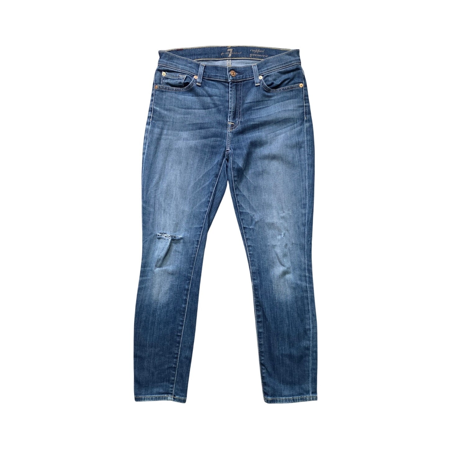 7 For All Mankind Cropped Gwenevere Jeans Women’s 27 Blue Denim Skinny