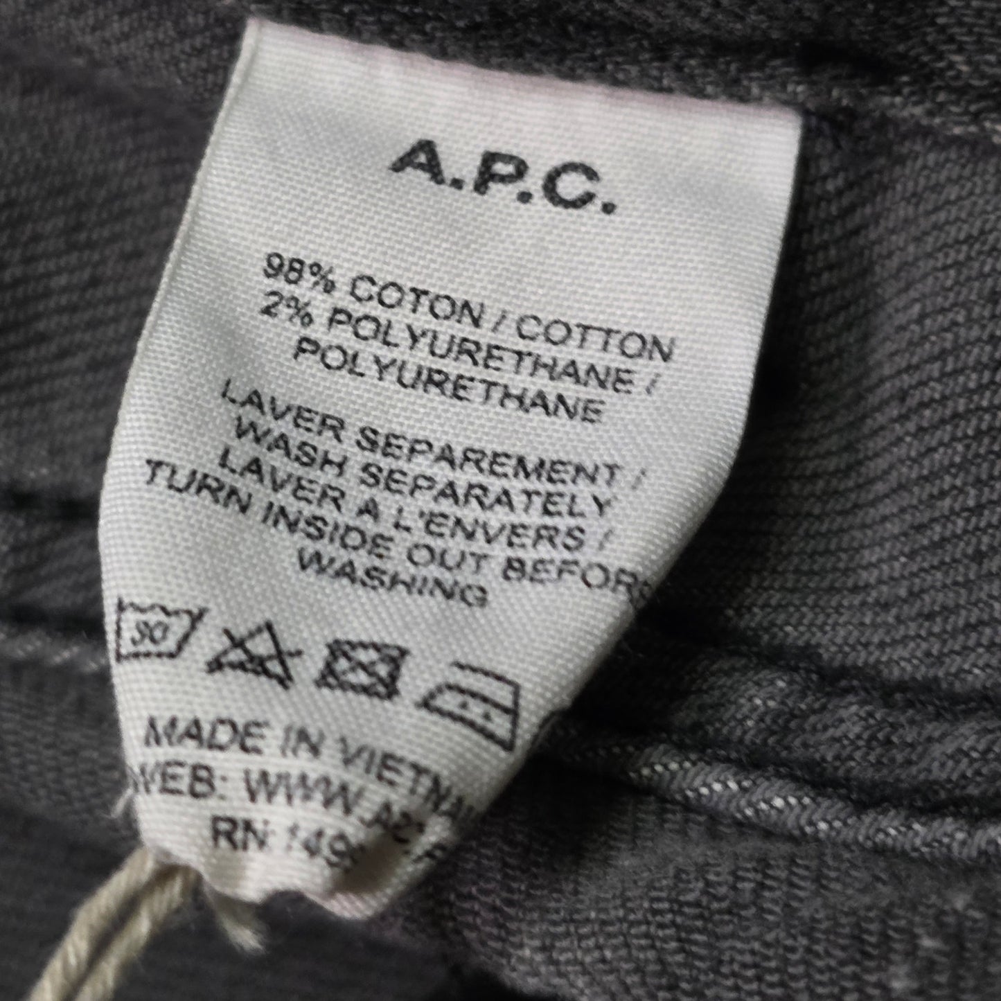 APC Petit New Standard Jeans Men 28 Dark Grey Denim Slim Fit