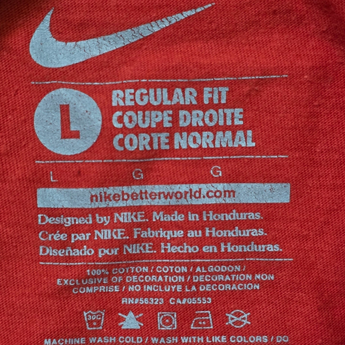 Nike Graphic T-Shirt Men’s L Red Crew Neck Athletic Logo