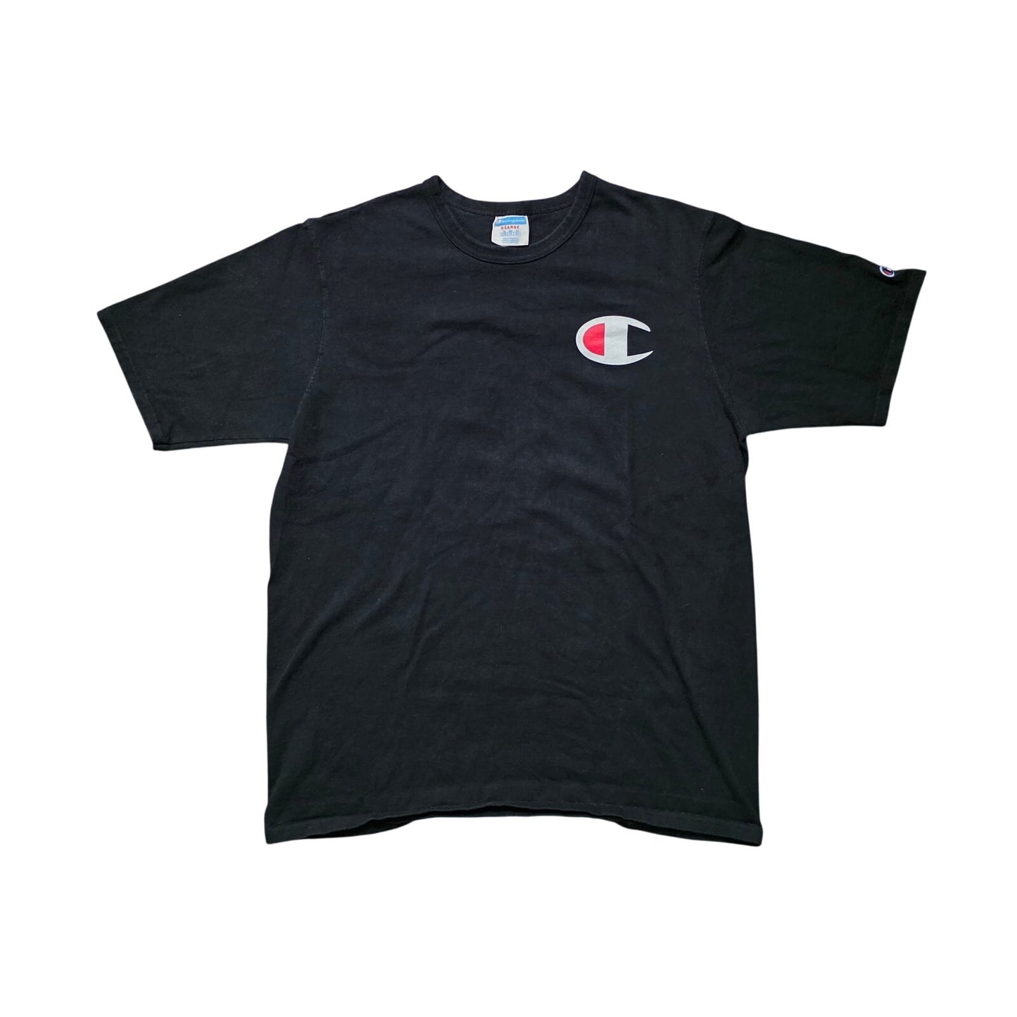 Champion C Logo T-Shirt Men’s XL Black Cotton Embroidered Big C