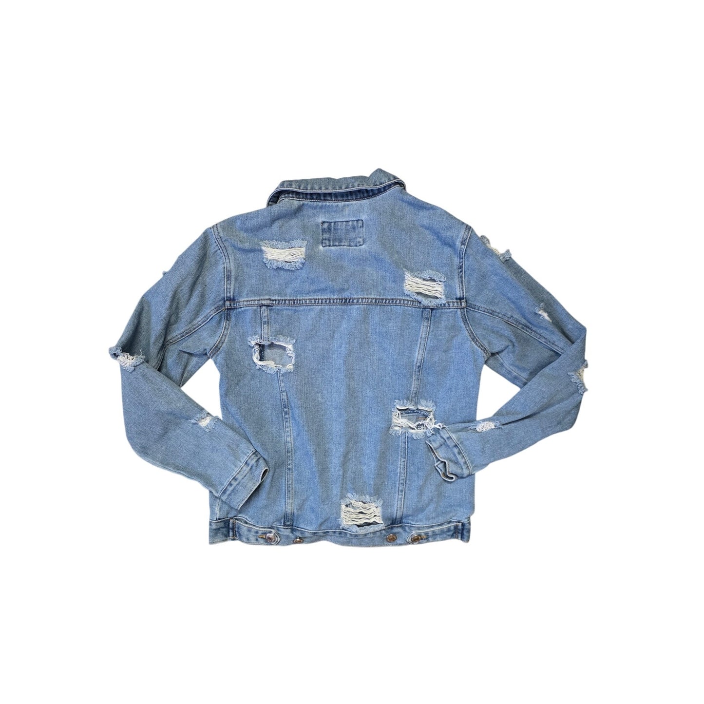 Forever 21 Los Angeles Distressed Denim Jacket Women’s M Blue