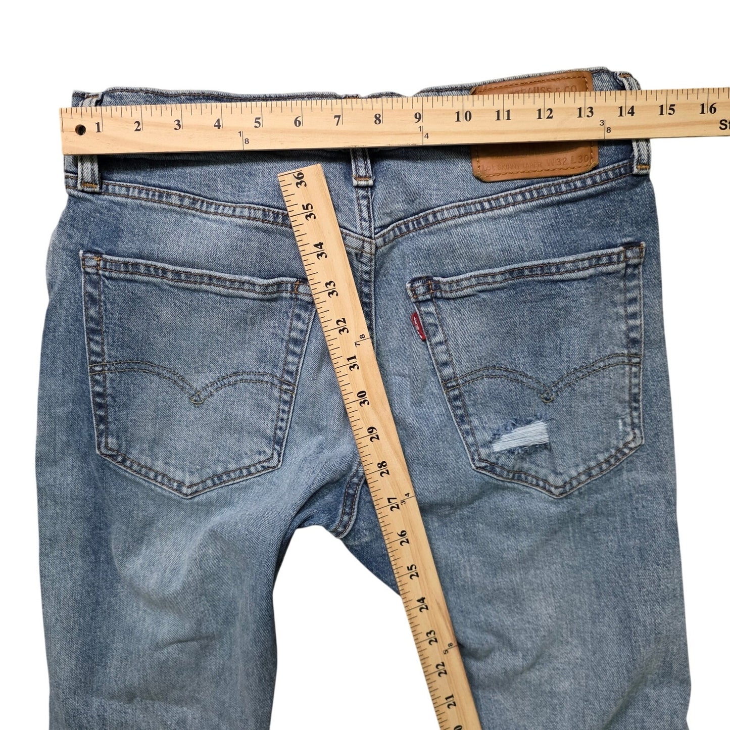 Levi’s big E Premium Skinny Taper Tattered Jeans Men’s 32x30 Blue Denim