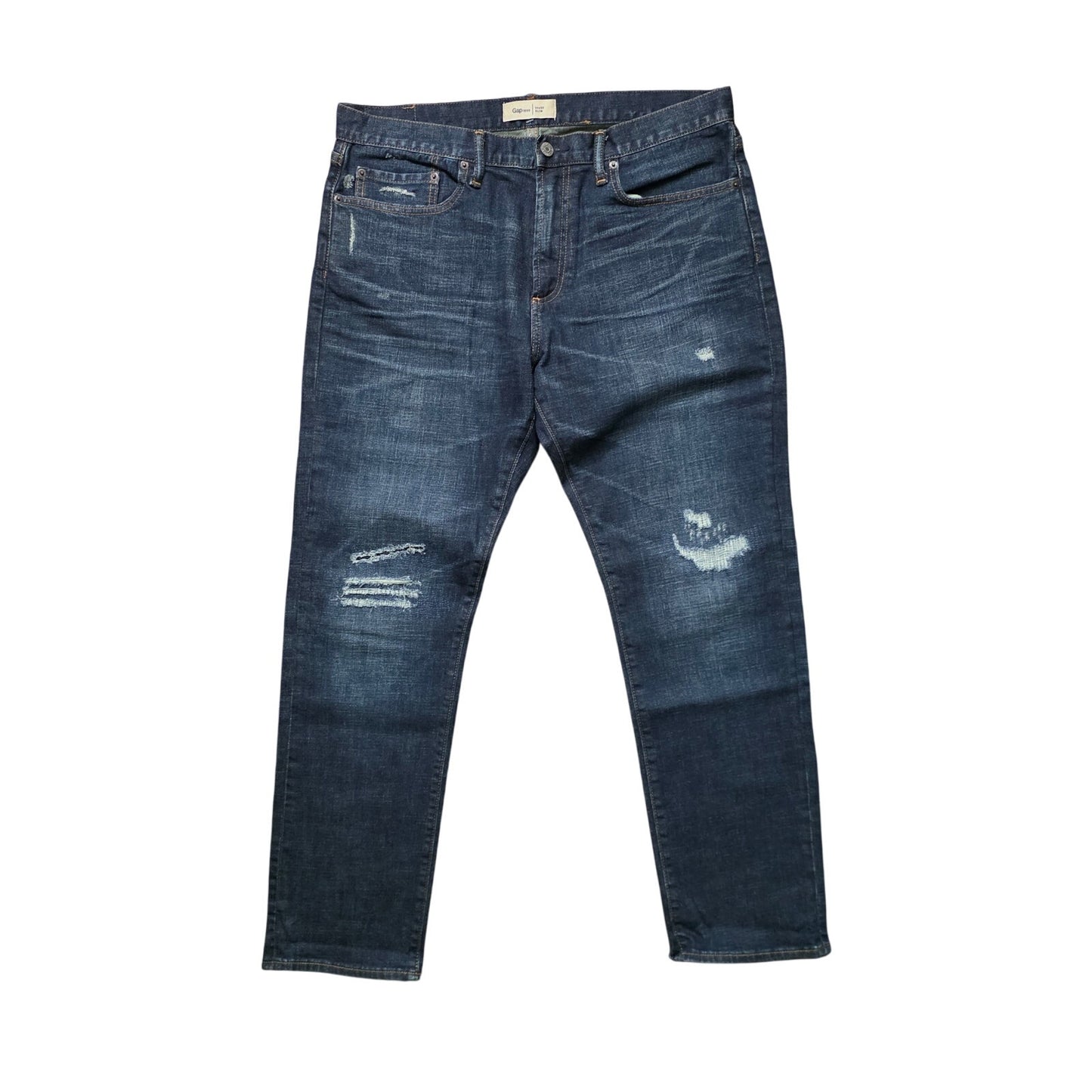 GAP 1969 Slim Fit Jeans Men’s 34x30 Blue Stretch Destructed Denim