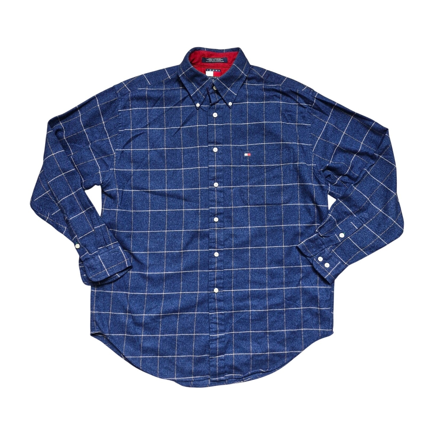 Vintage Tommy Hilfiger Long Sleeve Button-Up Shirt Men’s Blue Size M