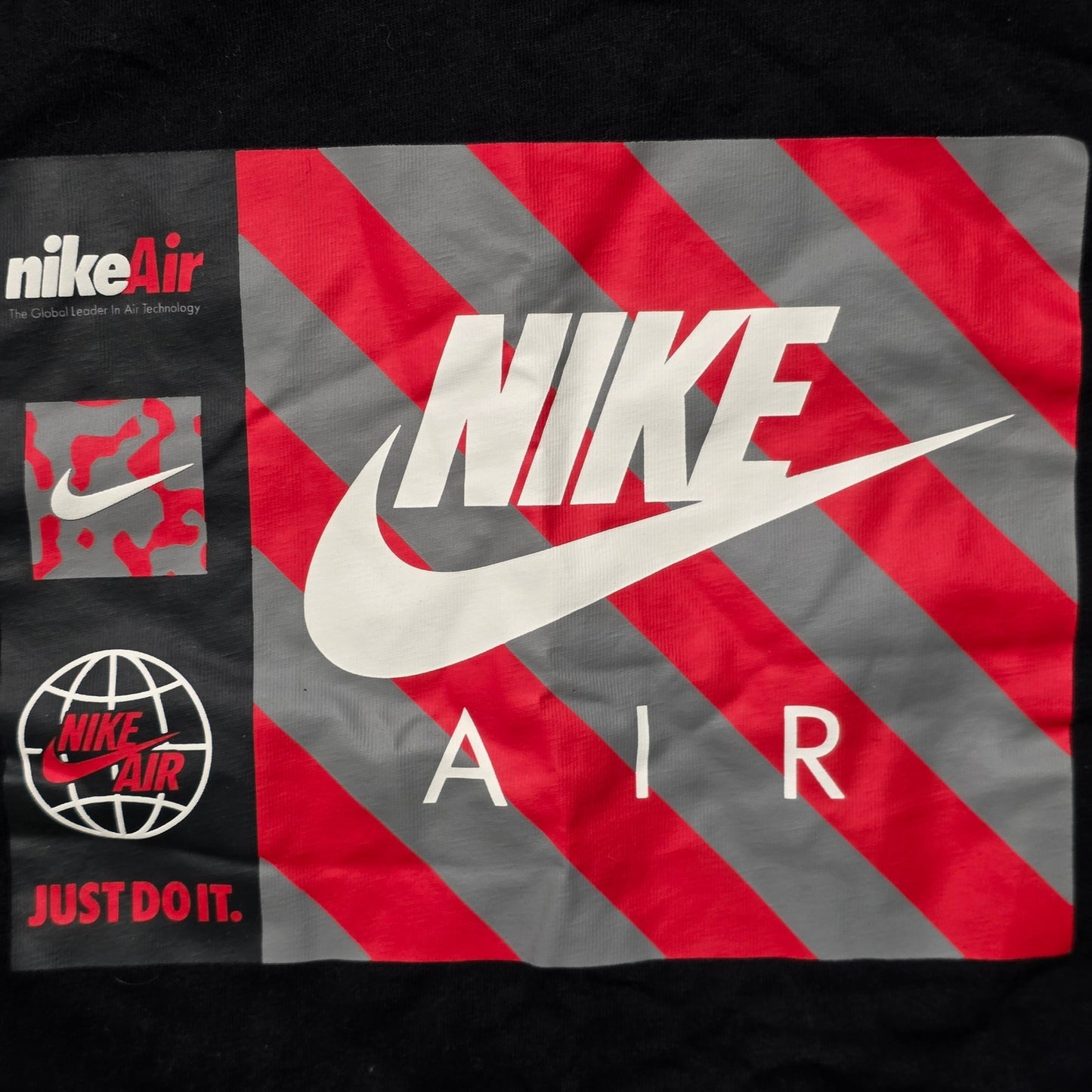 Nike Swoosh by Air Graphic T-Shirt Men’s L Stripe Box Logo Black