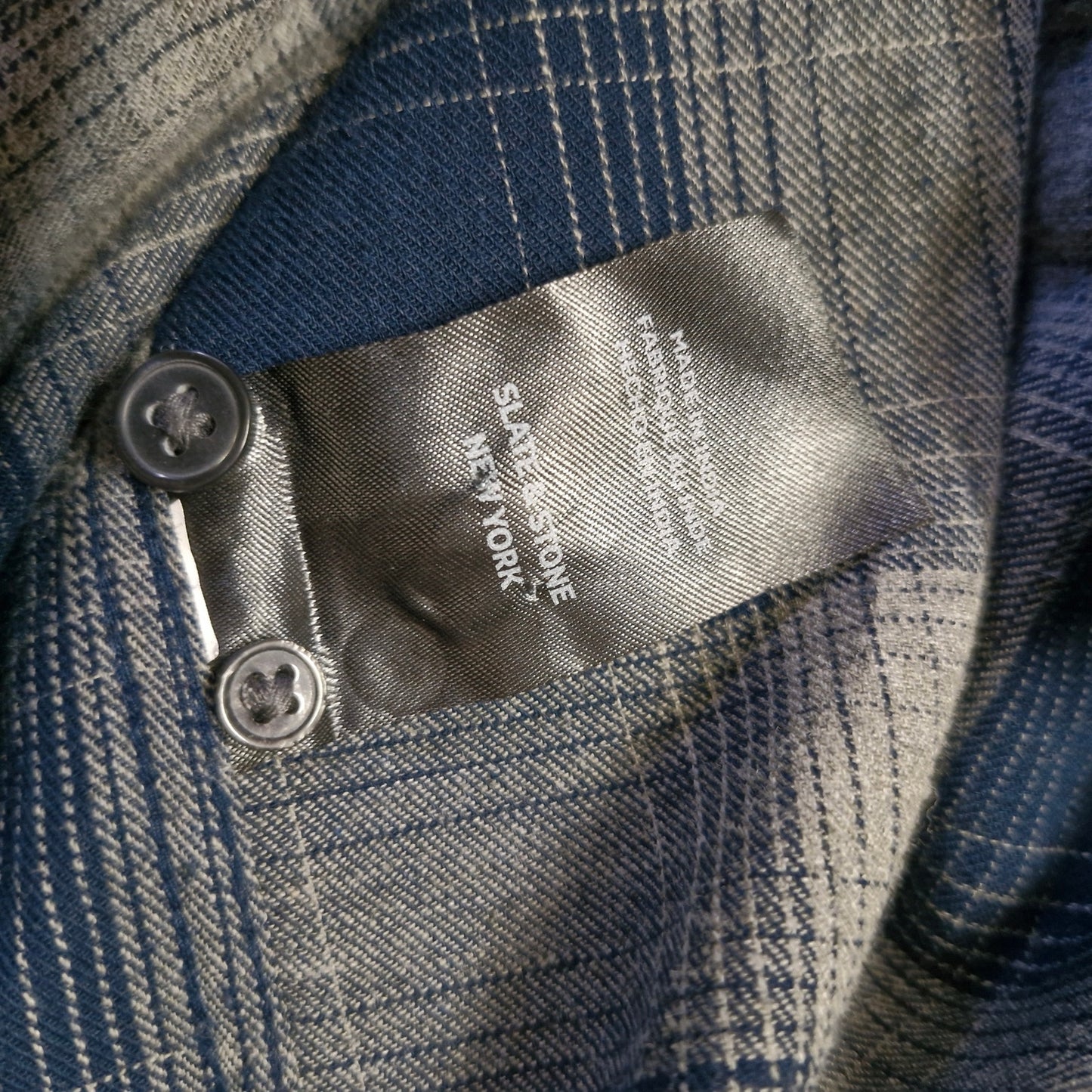 Slate & Stone Gray Blue Plaid Button Up Shirt Men’s Size Large Long Sleeve