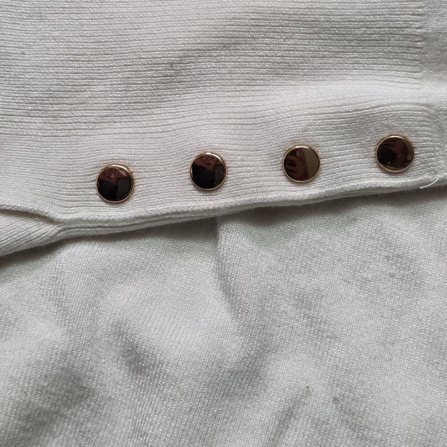 Zara Sweater Womens M Off White Button Sleeve Knit Pullover