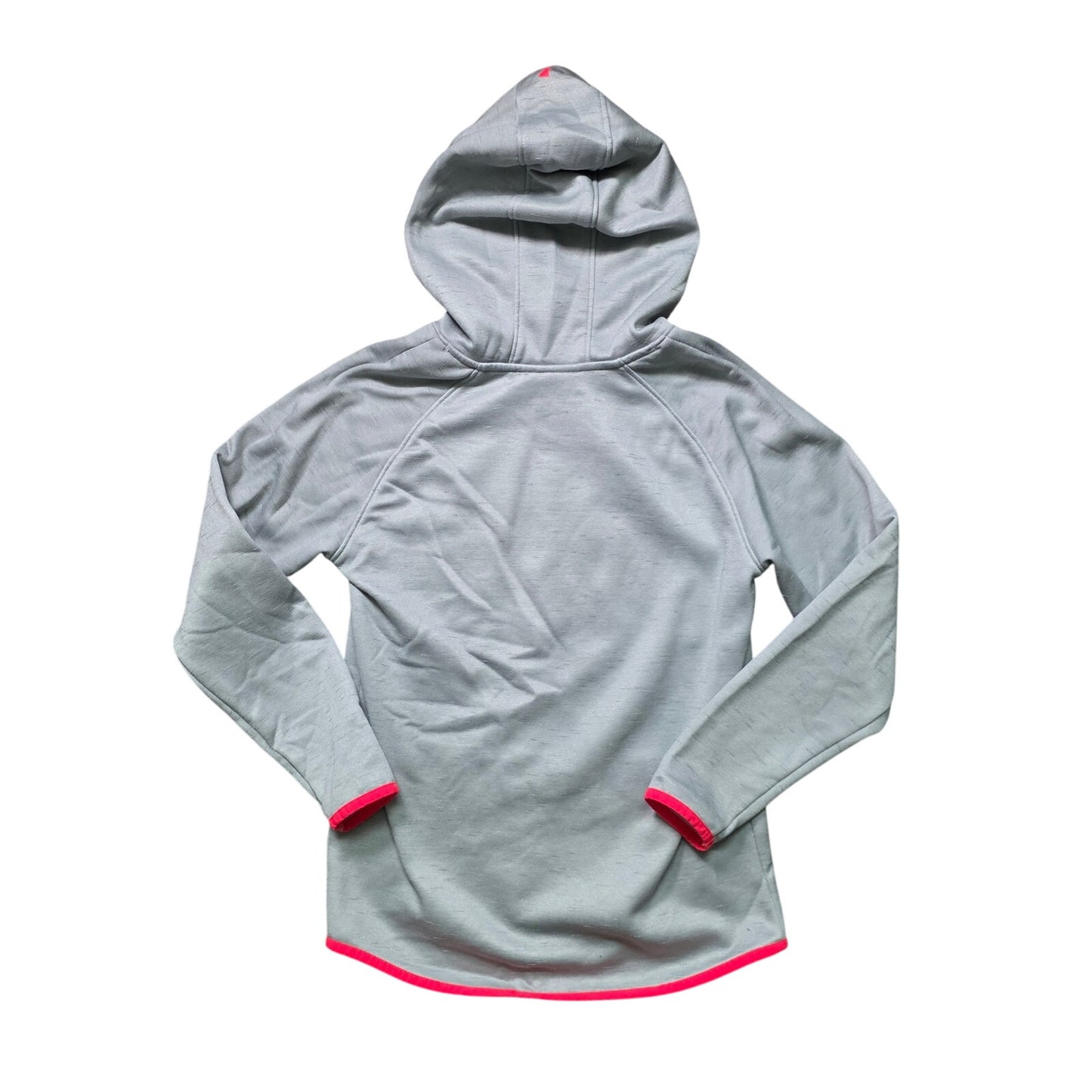 Under Armour Cold Gear Hoodie Youth Girls Large Gray Pink Fleece Pullover