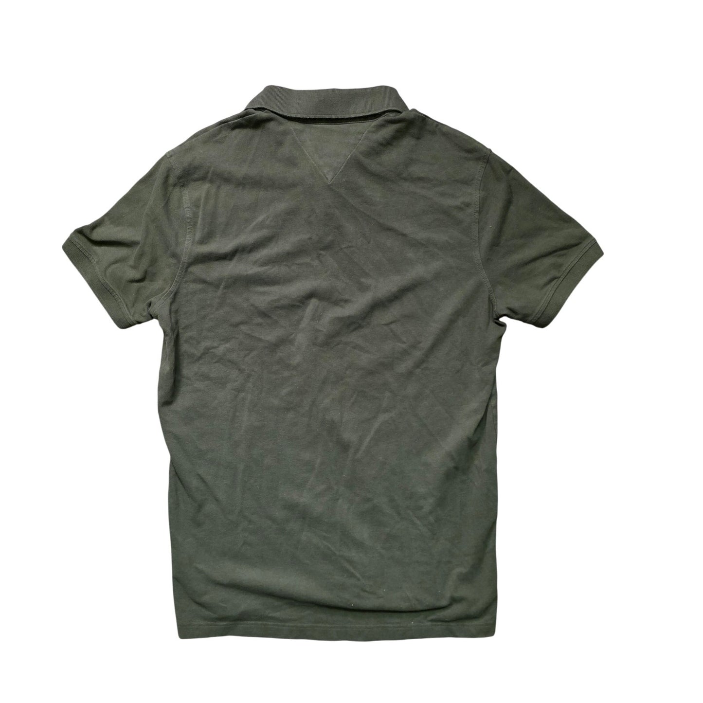 Tommy Hilfiger Polo Shirt Men L Olive Green Stretch Regular Fit Casual