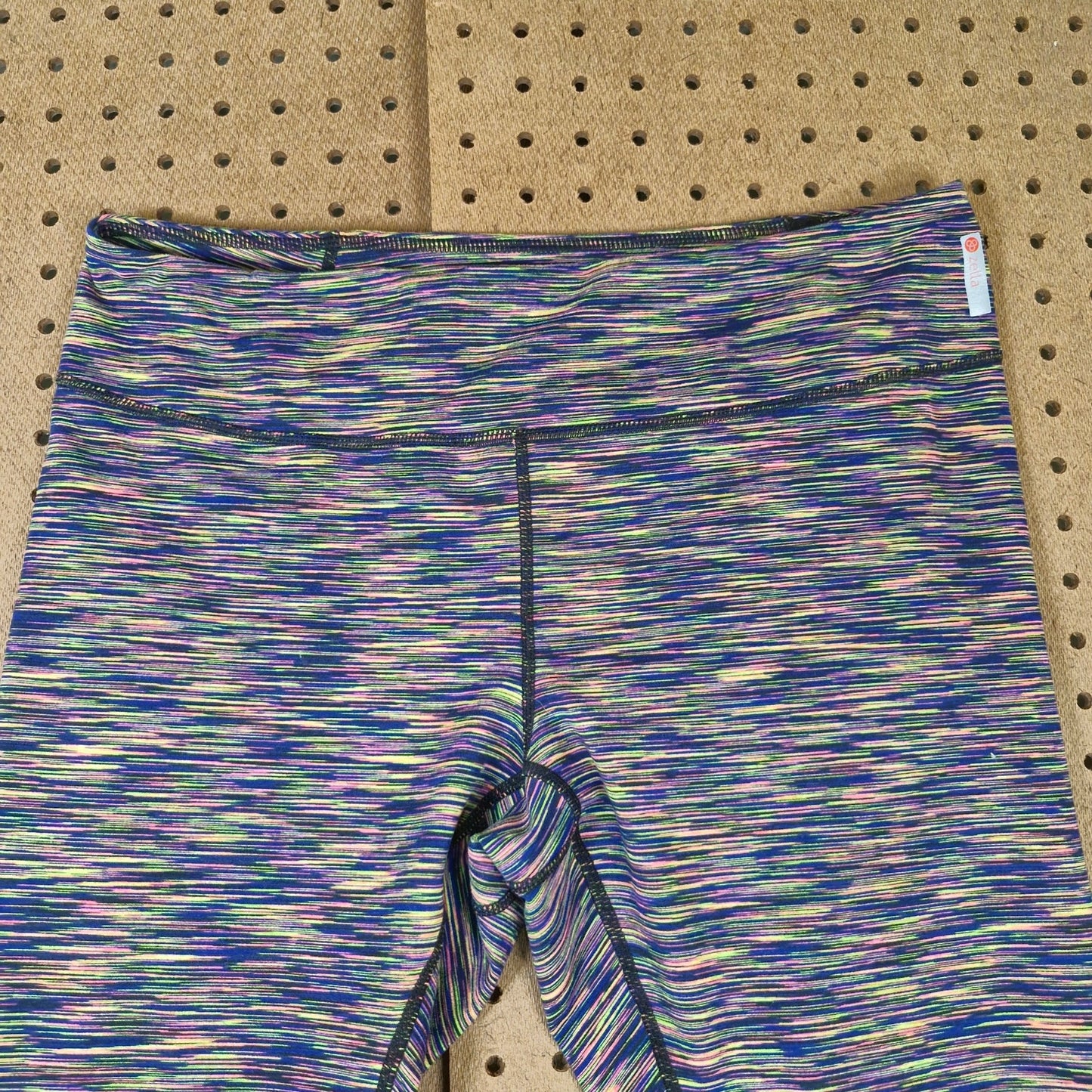 ZELLA Size L Womens Multicolor Melange Stretch Athletic Cropped Leggings 042