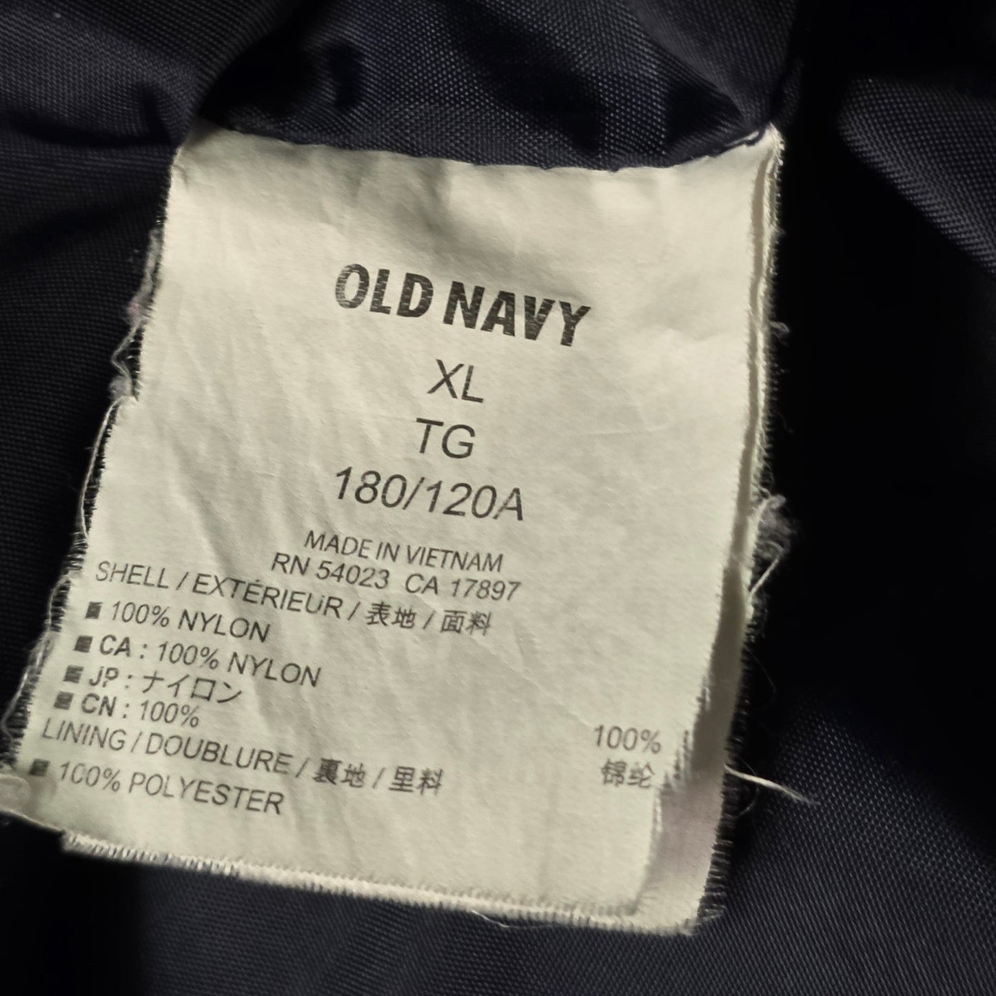 Old Navy Quilted Nylon Jacket Men XL Ink Blue