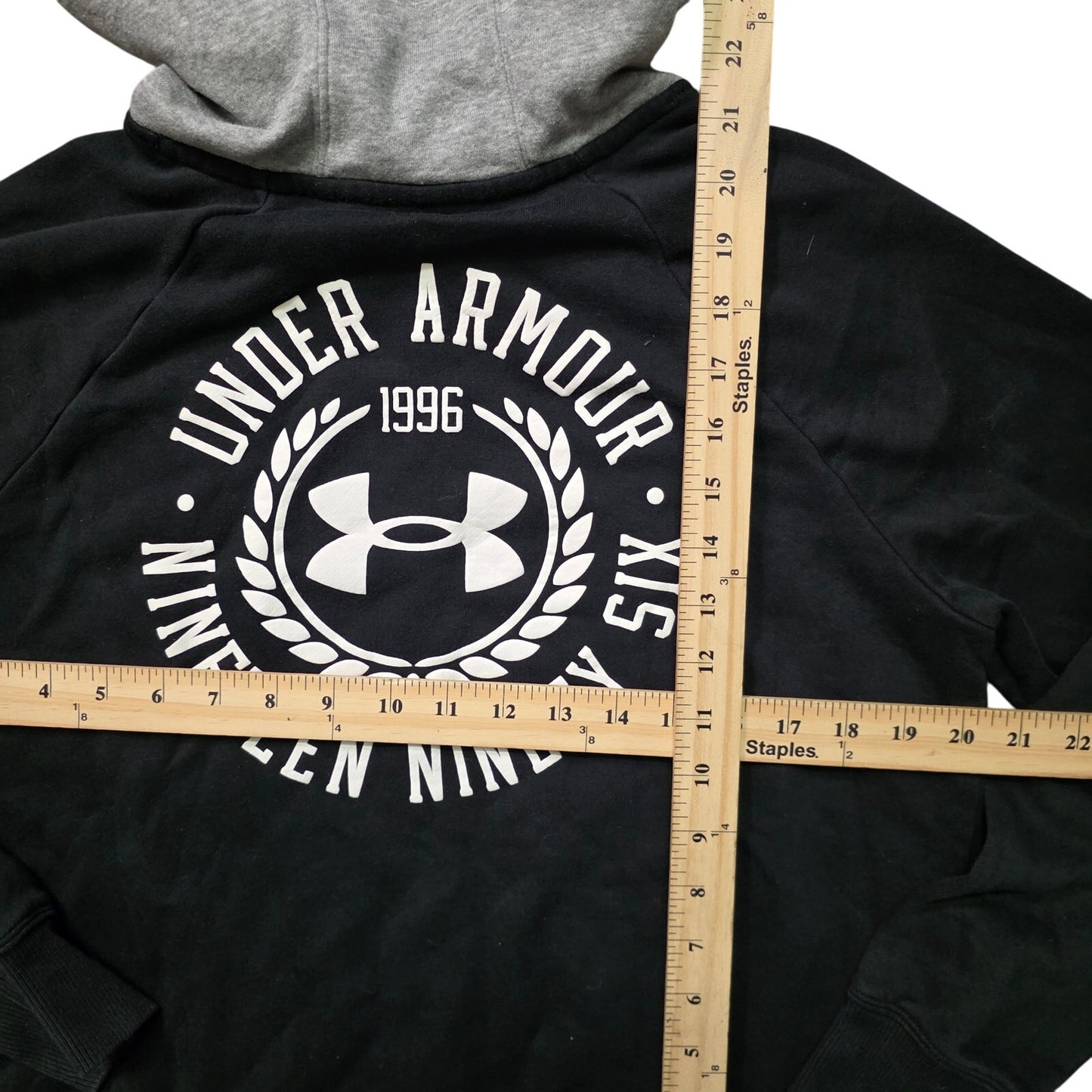 Under Armour Rival Fleece Colorblock Hoodie Women M Black/Steel/White