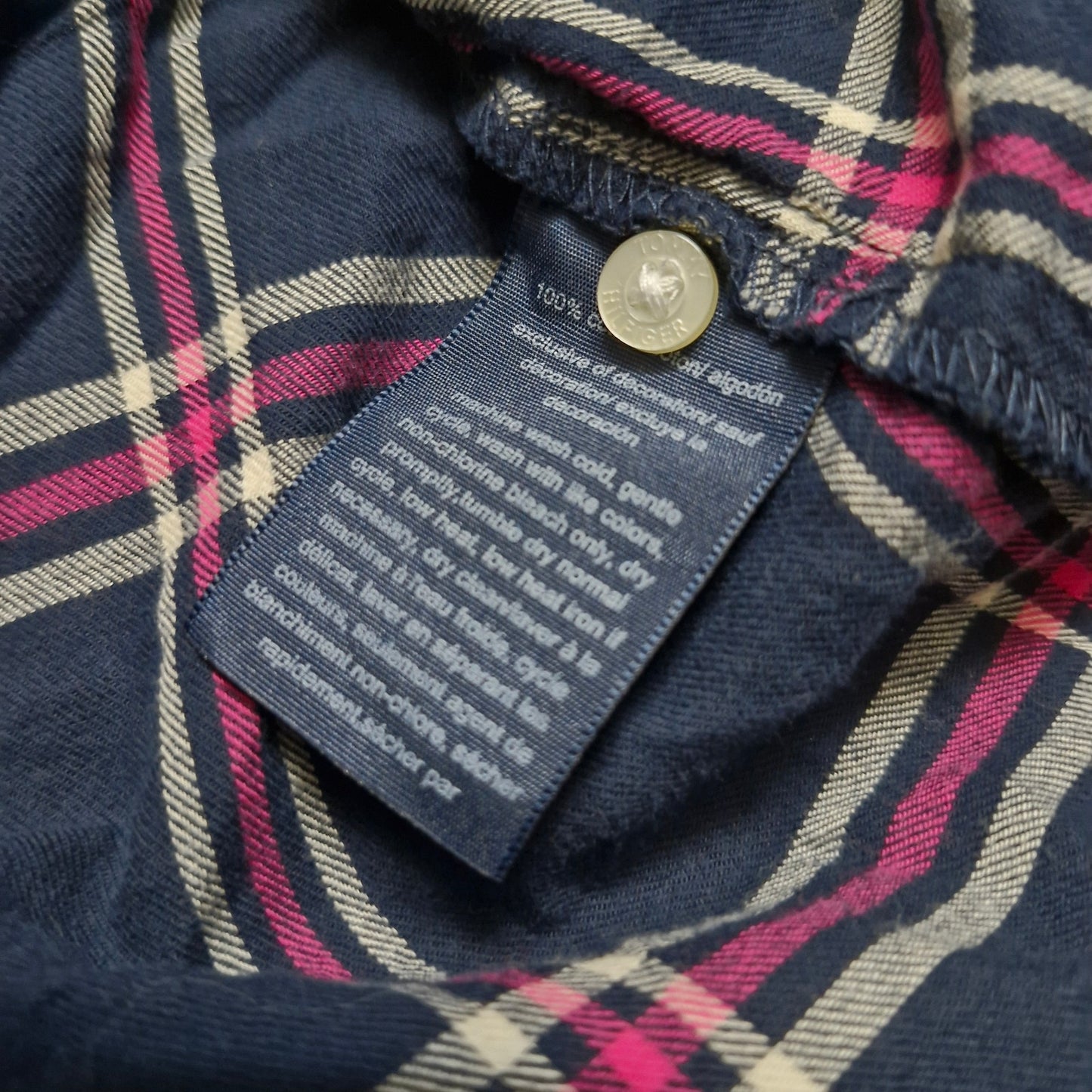 Tommy Hilfiger New York Fit Blue Pink Shirt Men’s Size Small Button-Up