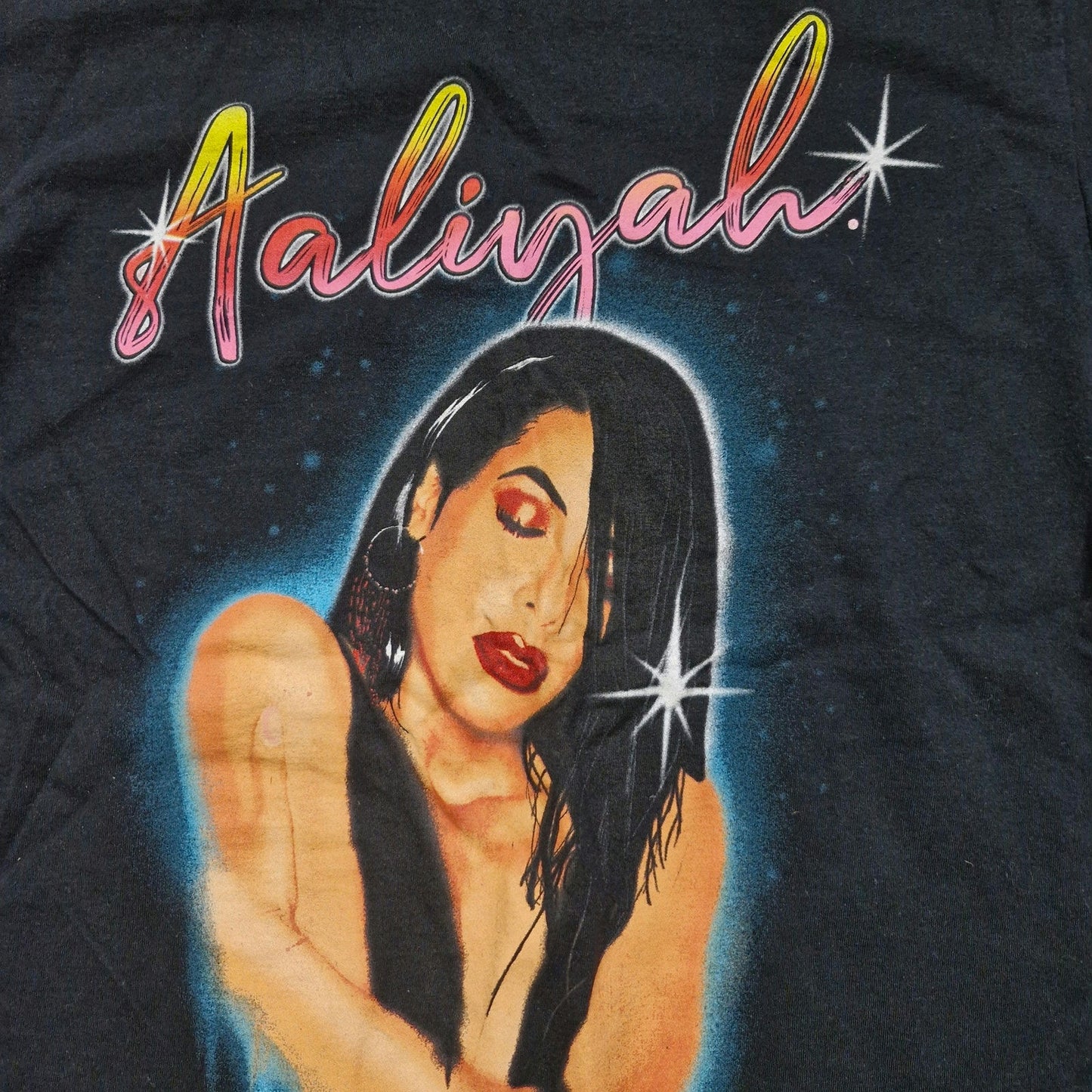 Aaliyah T-Shirt Adult Medium Black Graphic Short Sleeve