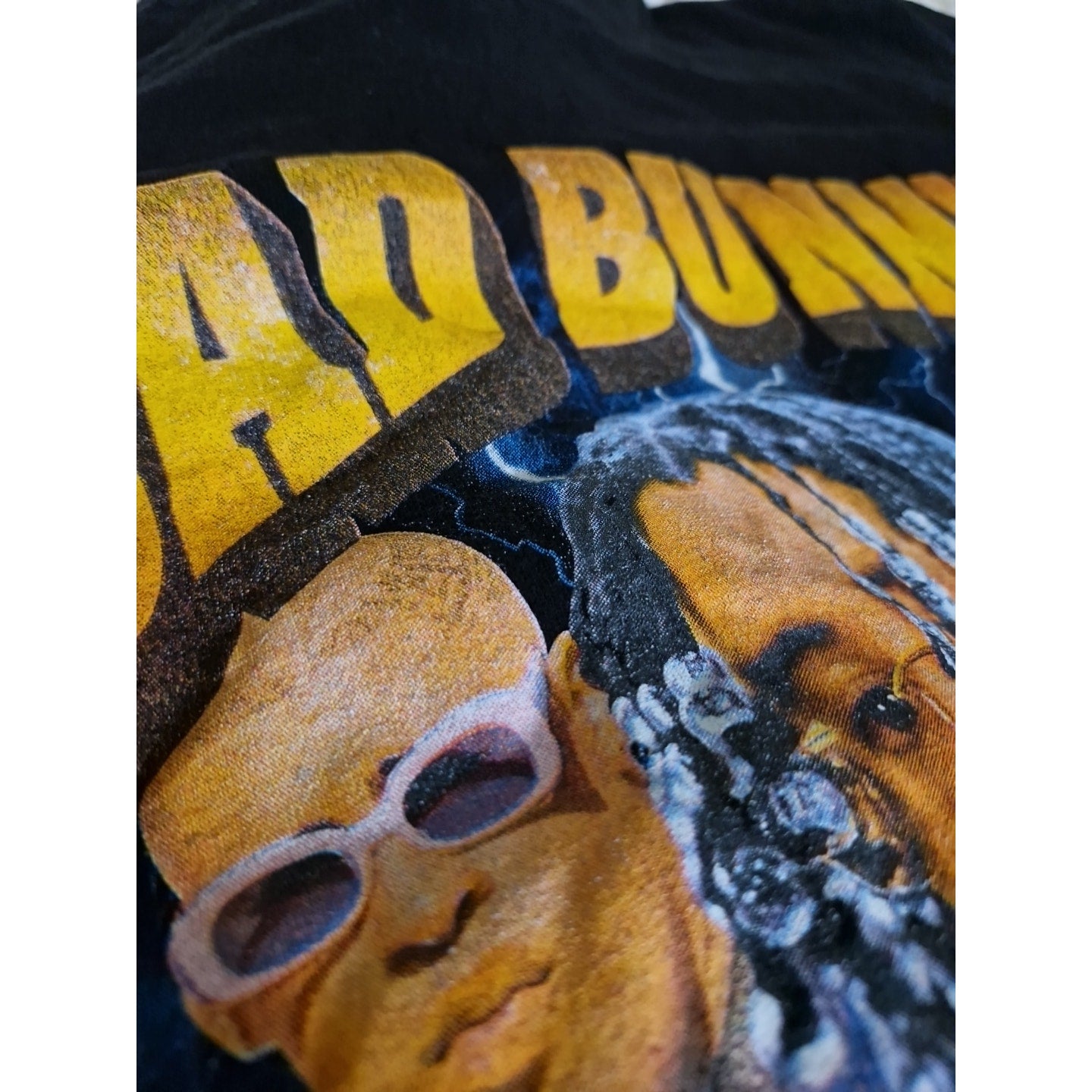 Bad Bunny Collage Tee Fan Black Graphic Shirt Size Small