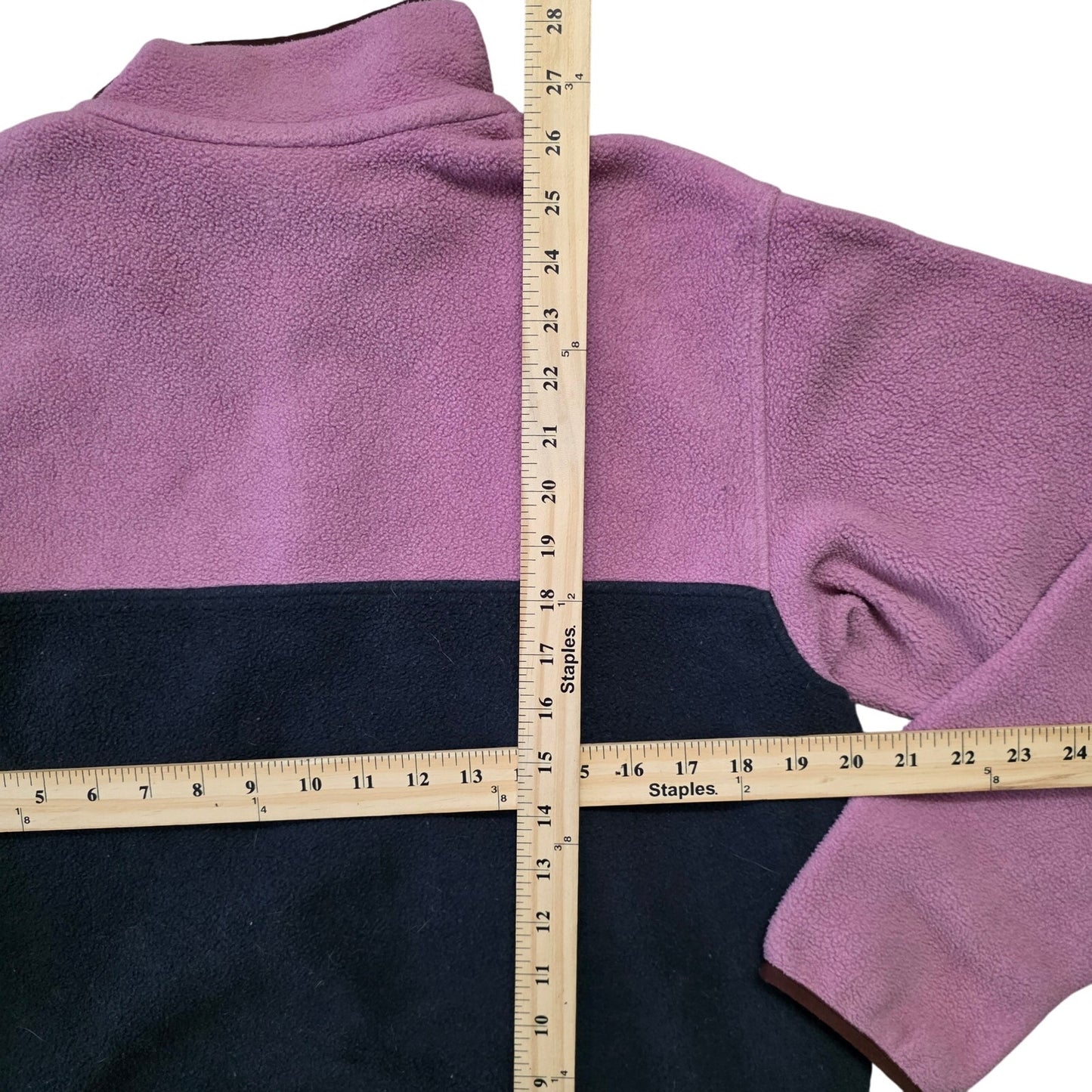 Patagonia Fleece 1/4 Button Up Girls L Navy Blue Pink Pullover