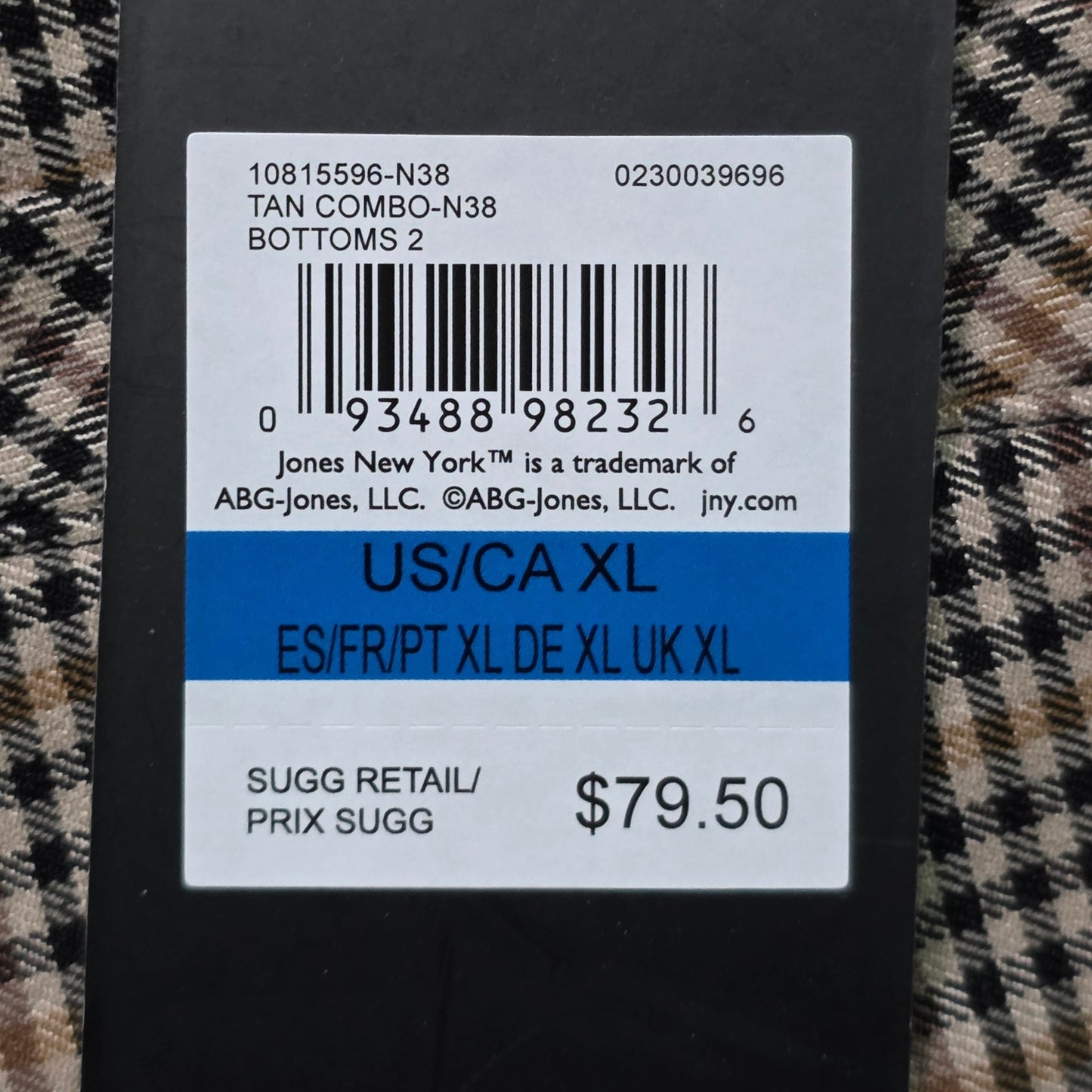 Jones New York Slim Ankle Pants Women’s XL Tan Combo NWT