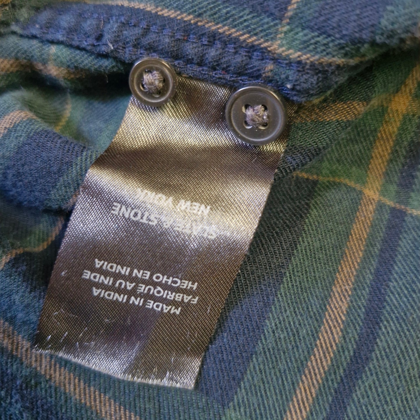 Slate & Stone Gray Blue Plaid Button Up Shirt Men’s Size Large Long Sleeve