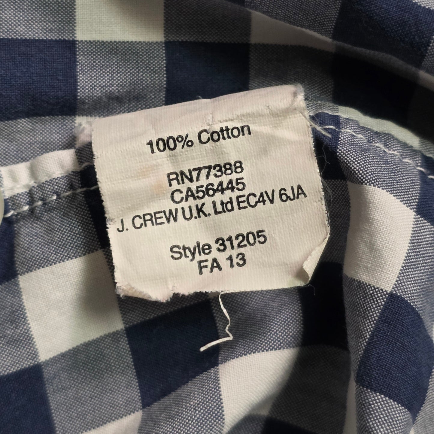 J. Crew Slim Fit Button-Down Shirt Men’s Small Blue Gingham Check