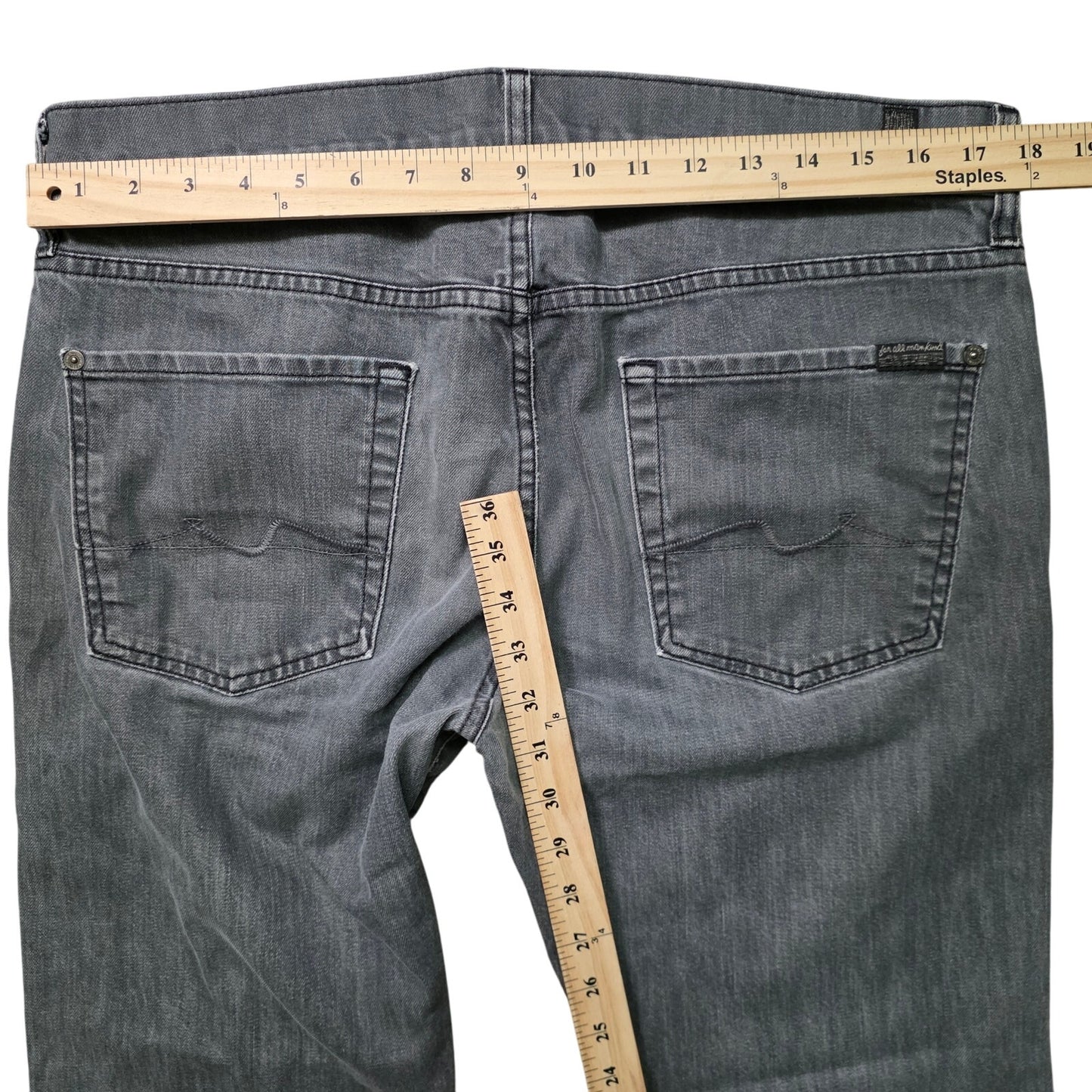 7 For All Mankind Straight Jeans Men’s 34 Gray Cotton Blend