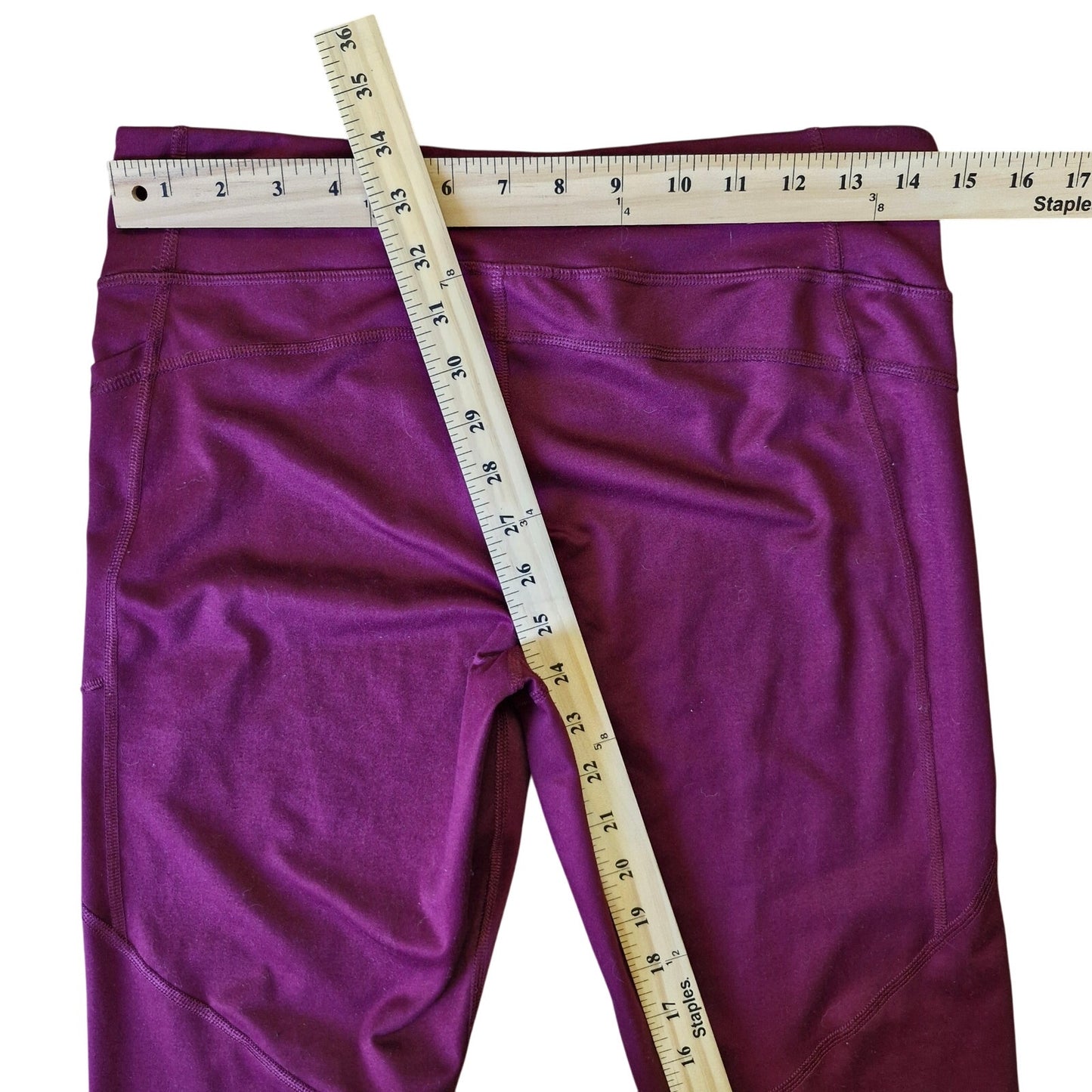 Champion Leggings Women’s L Maroon Red High-Rise Pockets Activewear