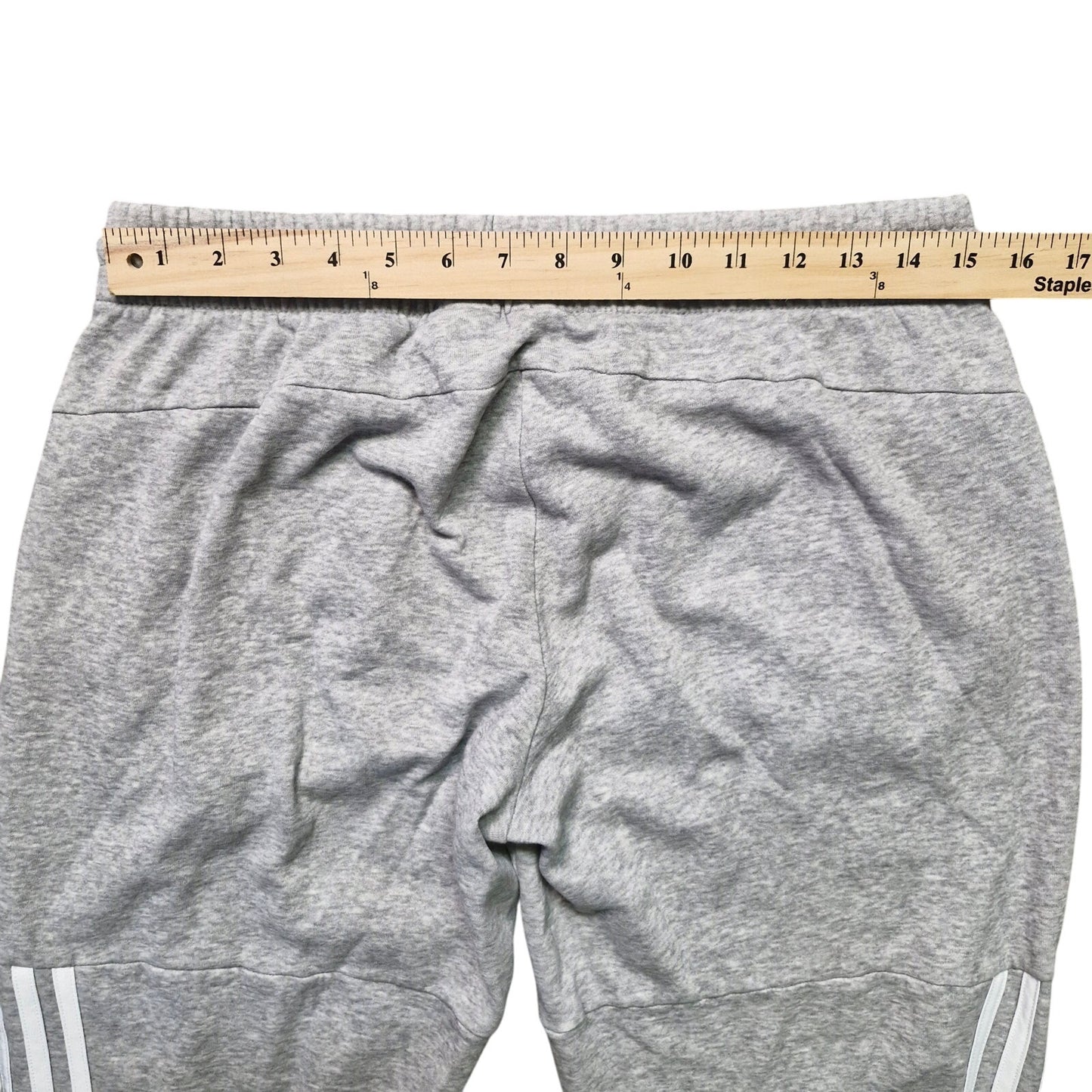 Adidas Gray Fleece Joggers Men’s Size Large 3 White Stripes Drawstring