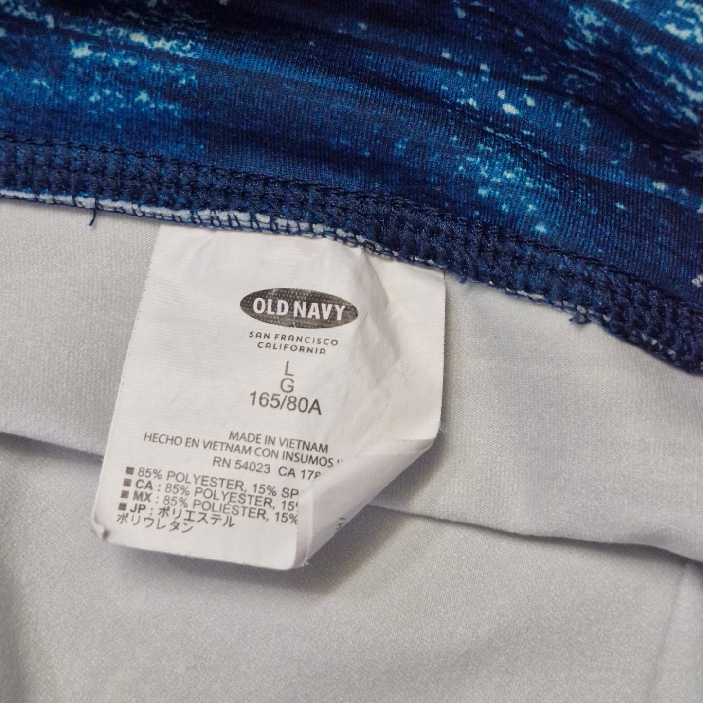 Old Navy Active Petite Gym Gear Tight Leggings Blue & White, Size Large 165/80A