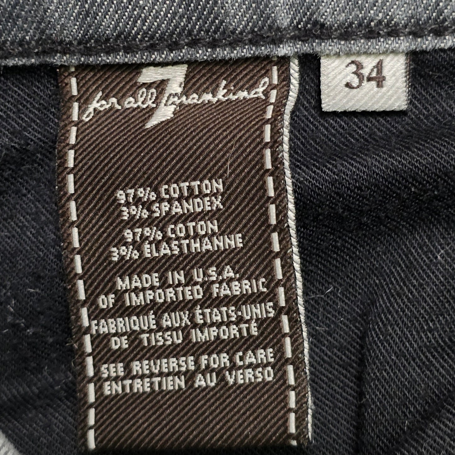 7 For All Mankind Straight Jeans Men’s 34 Gray Cotton Blend