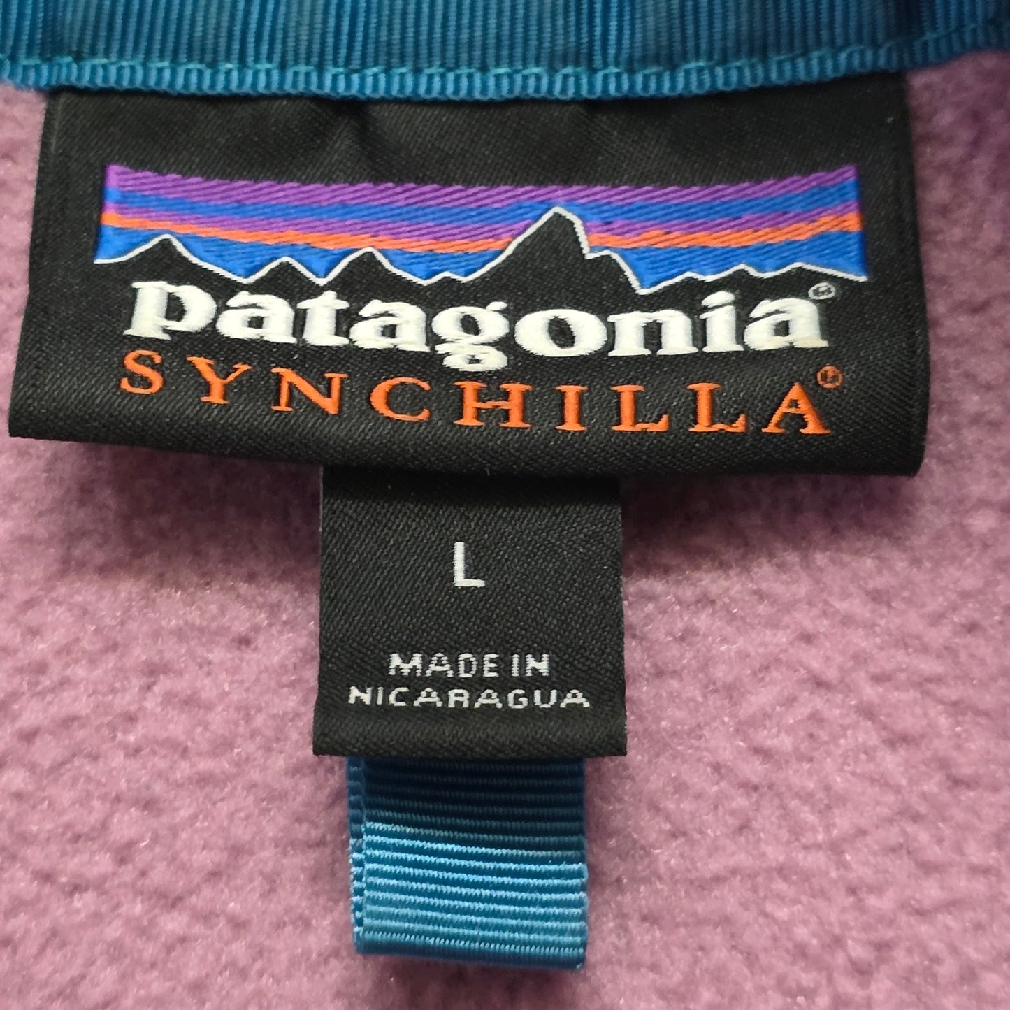 Patagonia Fleece 1/4 Button Up Girls L Navy Blue Pink Pullover