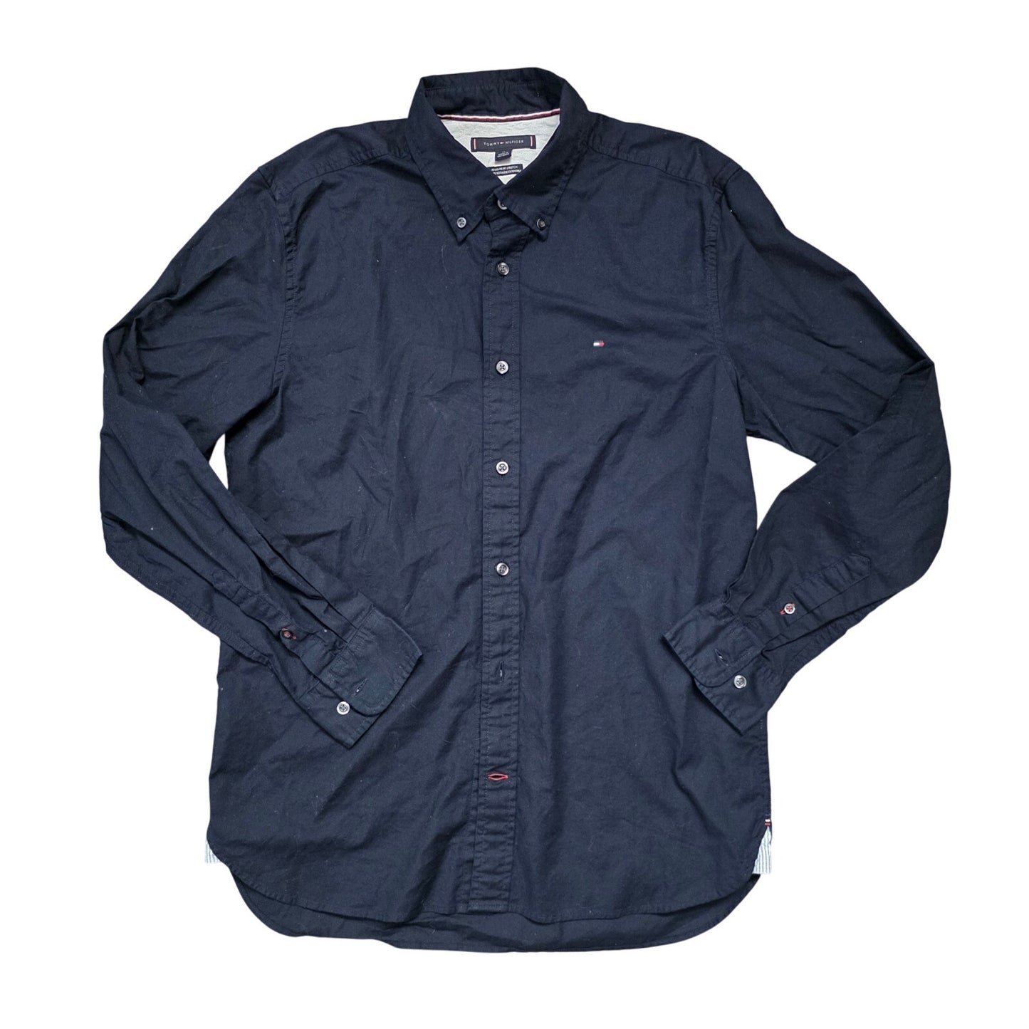 Tommy Hilfiger Core Flex Poplin Shirt Men’s Medium Black Stretch Button‑Down