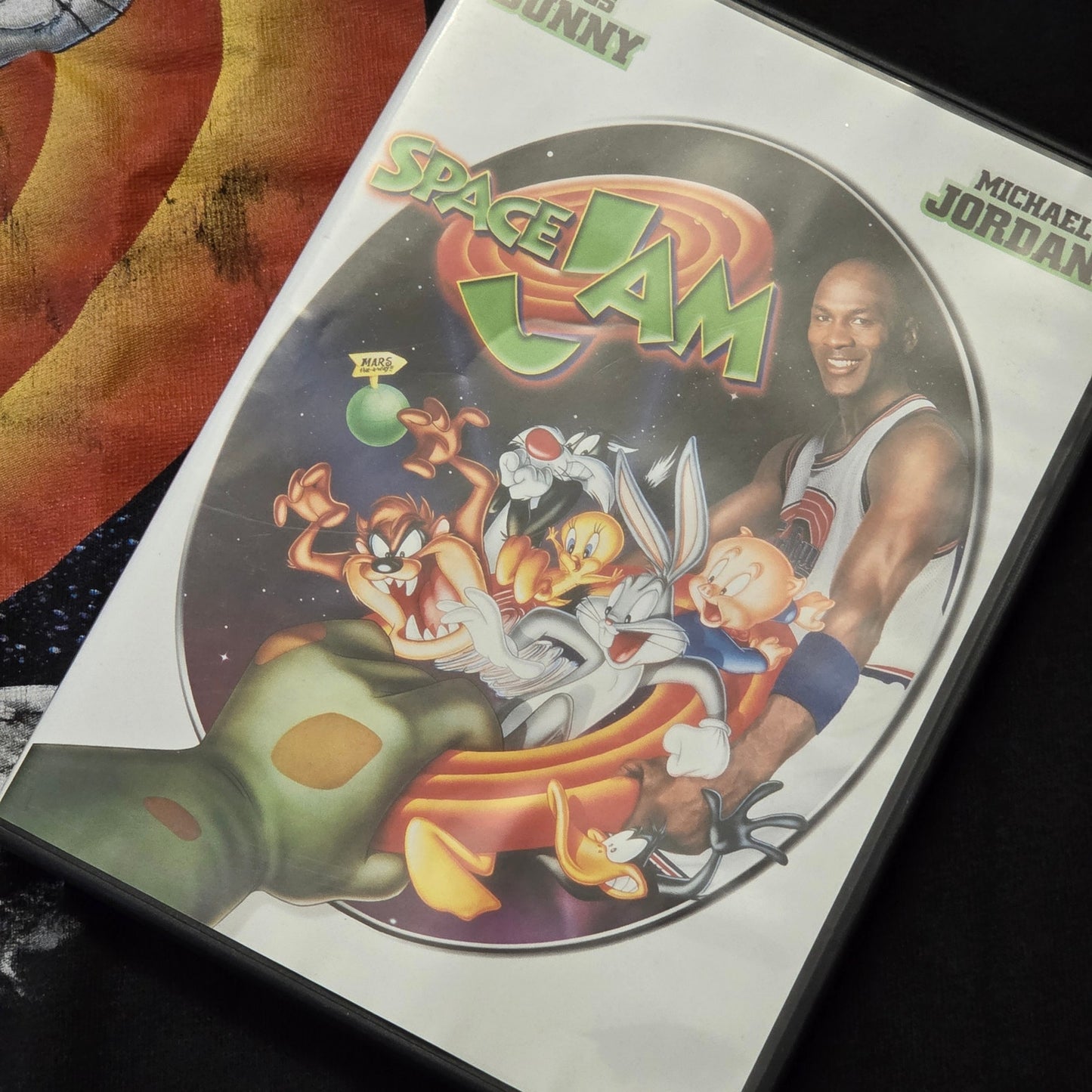 Space Jam Graphic T-Shirt Men’s L Black Looney Tunes + Free DVD