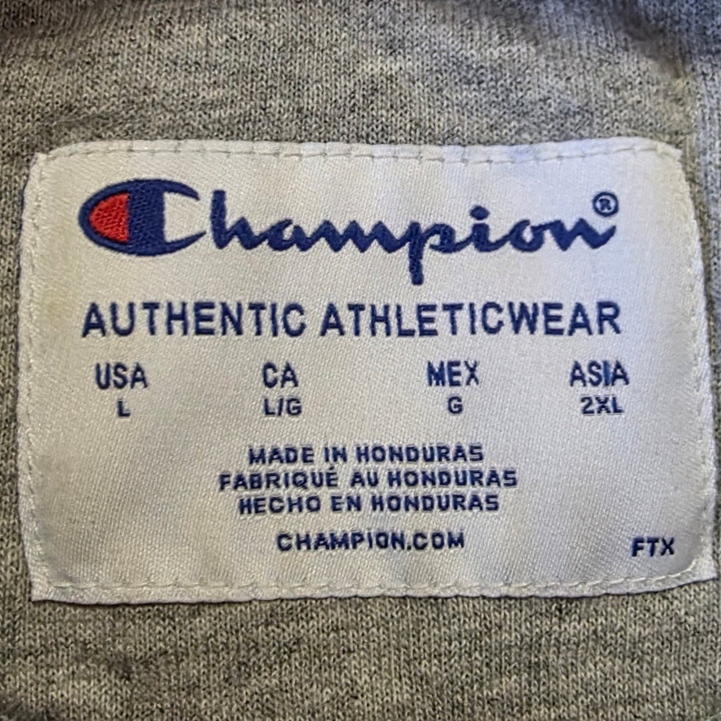 Champion Hoodie Mens L Black White Vertical Logo Stripes