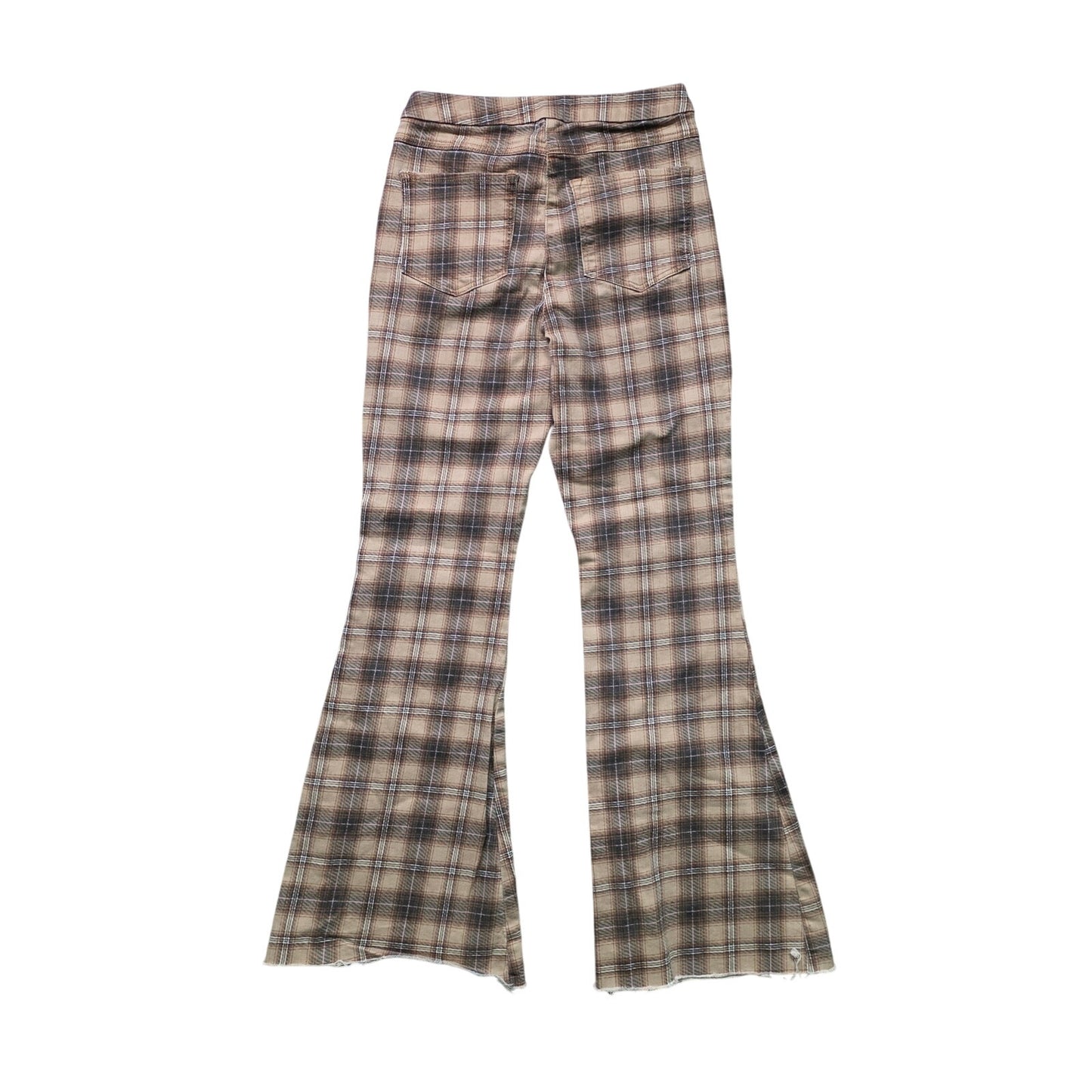 Forever 21 Plaid Bell Bottom Jeans Women’s 28 Brown Pink White High Waist