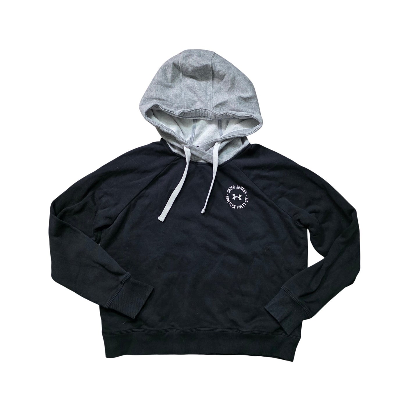 Under Armour Rival Fleece Colorblock Hoodie Women M Black/Steel/White