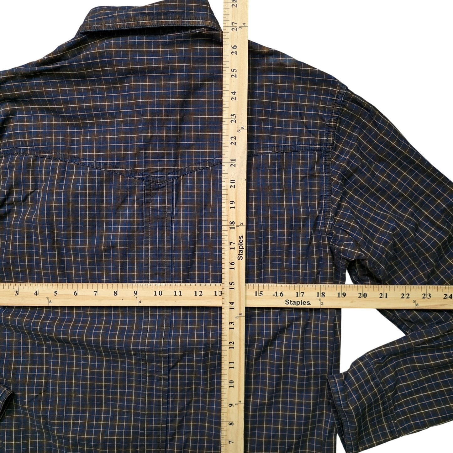 Wrangler Division 47 Checkered Long Sleeve Shirt Men M Casual Western