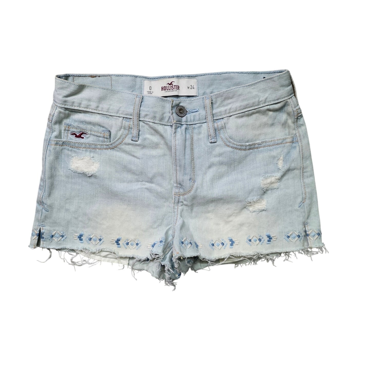 Hollister Cut Off Shorts Women 0/24 Olive Distressed Denim